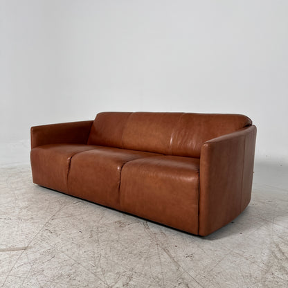 Nicoletti Leather 3 seater sofa. Italian Cognac couch. Delivery available