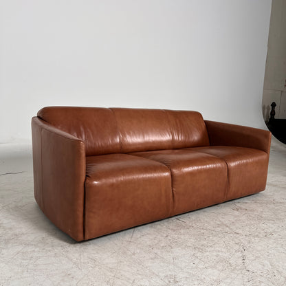 Nicoletti Leather 3 seater sofa. Italian Cognac couch. Delivery available