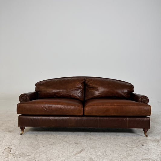 Henredon Distressed leather Loveseat. MCM sofa couch. Delivery available