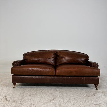 Henredon Distressed leather Loveseat. MCM sofa couch. Delivery available