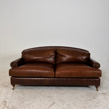 Henredon Distressed leather Loveseat. MCM sofa couch. Delivery available