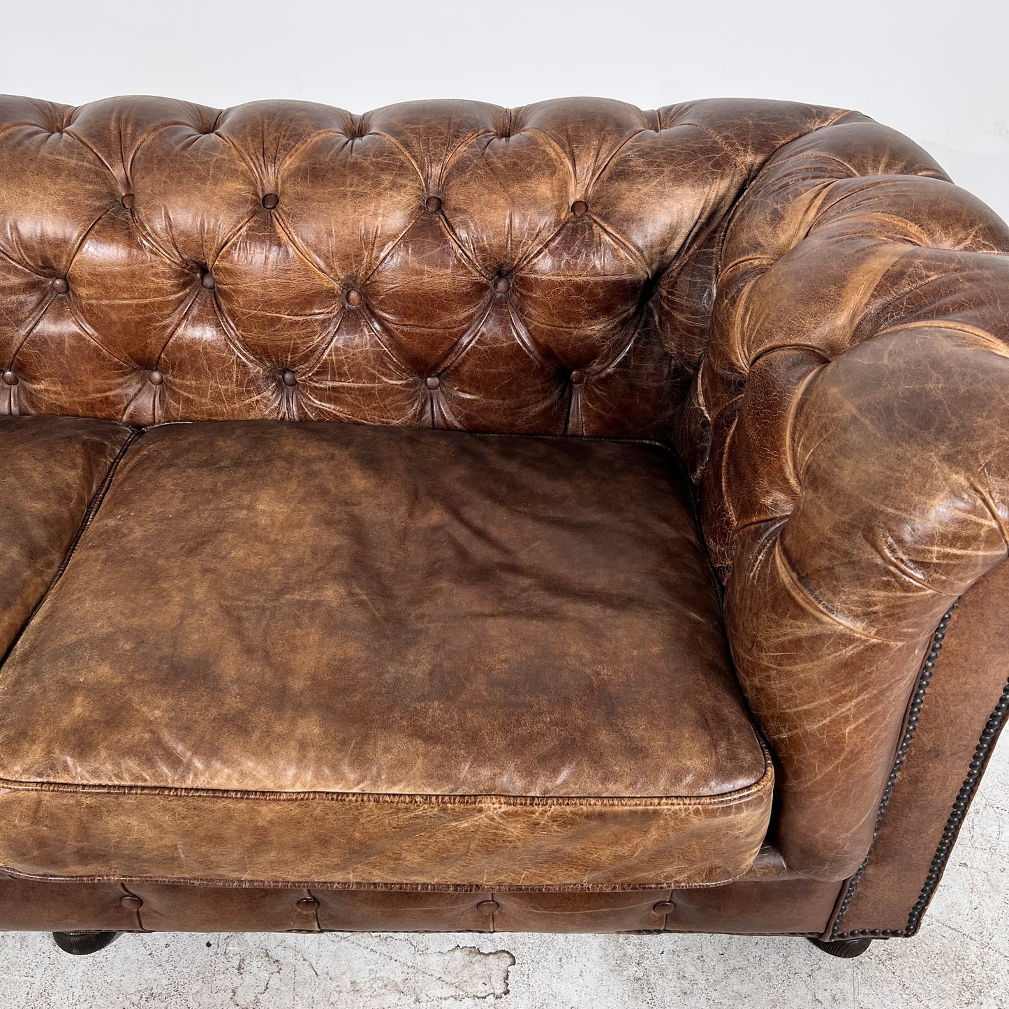 Restoration Hardware Kensington Leather Sectional. Chesterfield. Delivery Available