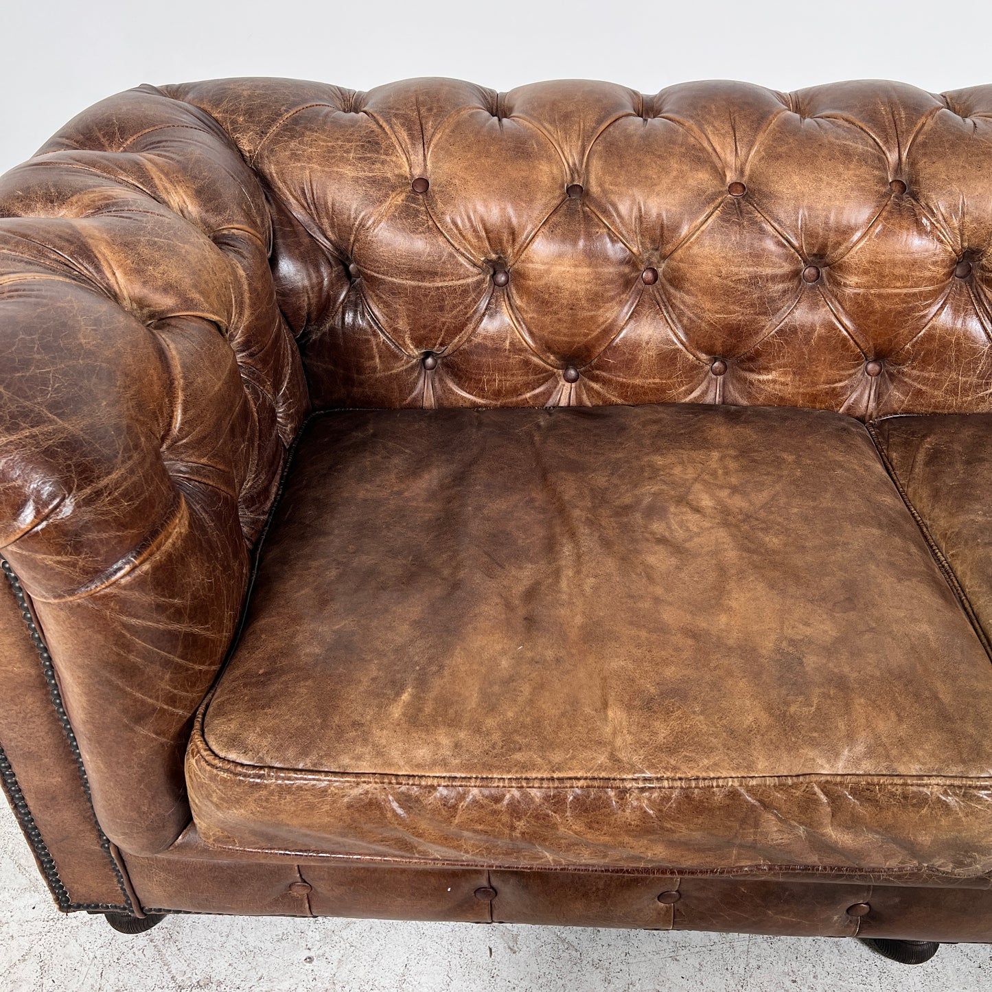 Restoration Hardware Kensington Leather Sectional. Chesterfield. Delivery Available