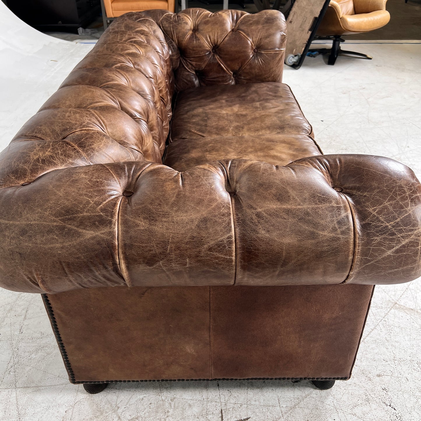 Restoration Hardware Kensington Leather Sectional. Chesterfield. Delivery Available
