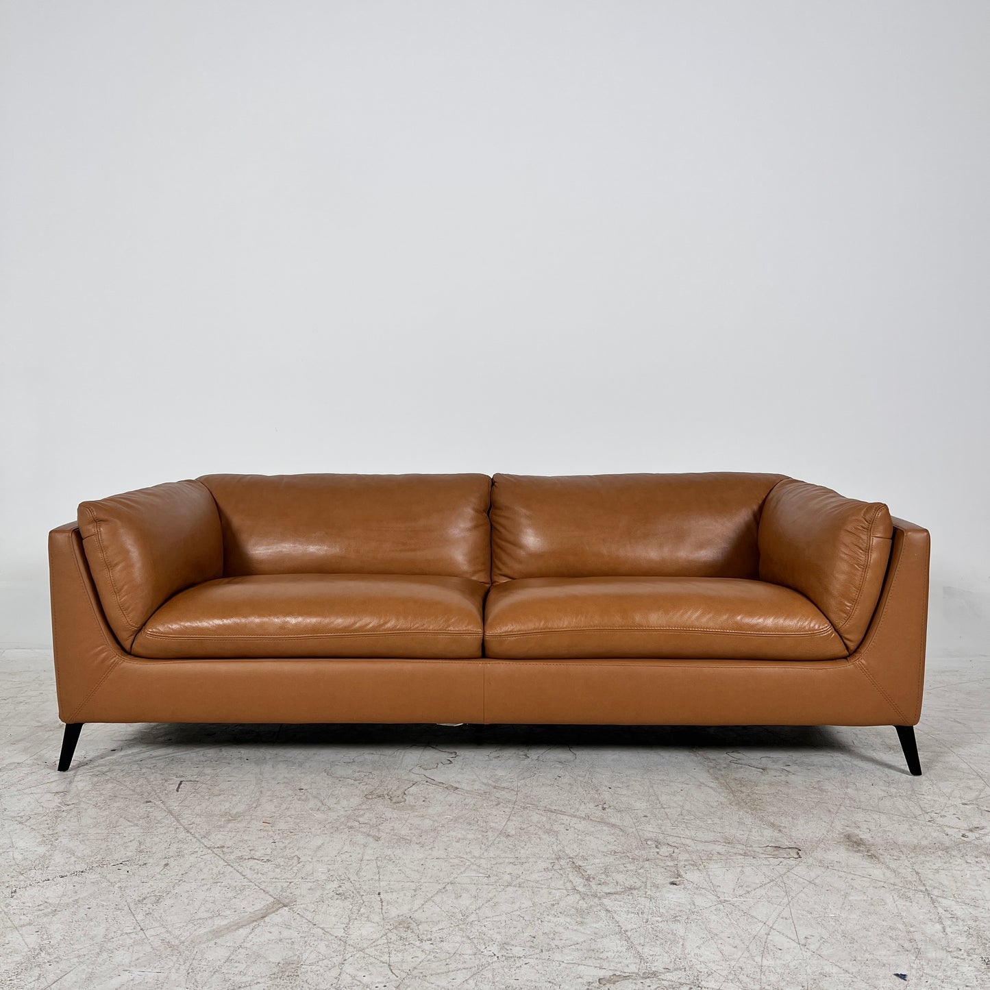 Cognac Leather Sofa from Jag's furniture. 3 seater sofa couch. Delivery Available