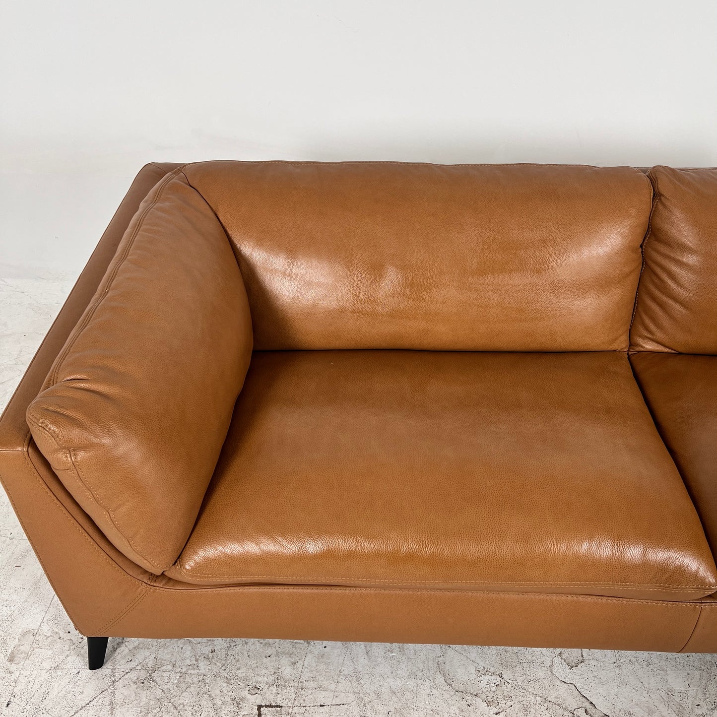 Cognac Leather Sofa from Jag's furniture. 3 seater sofa couch. Delivery Available