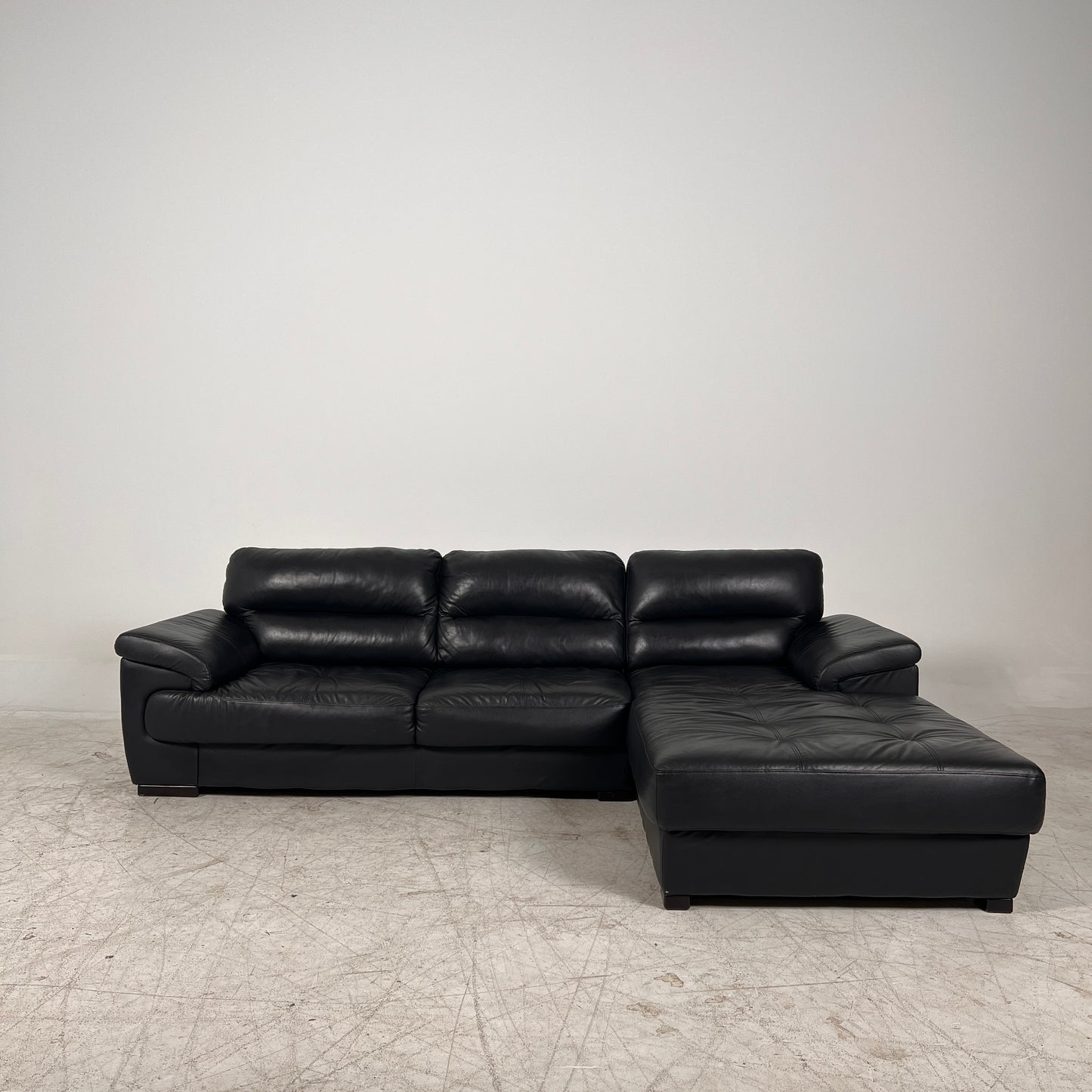 Black Leather Sectional. L shaped sofa couch. Delivery available