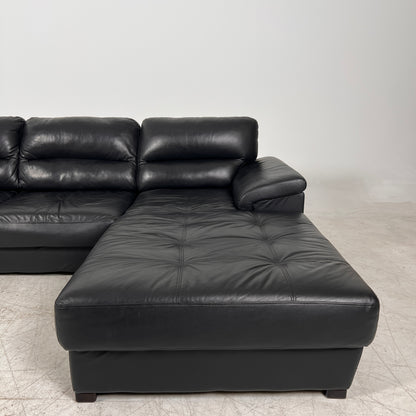Black Leather Sectional. L shaped sofa couch. Delivery available