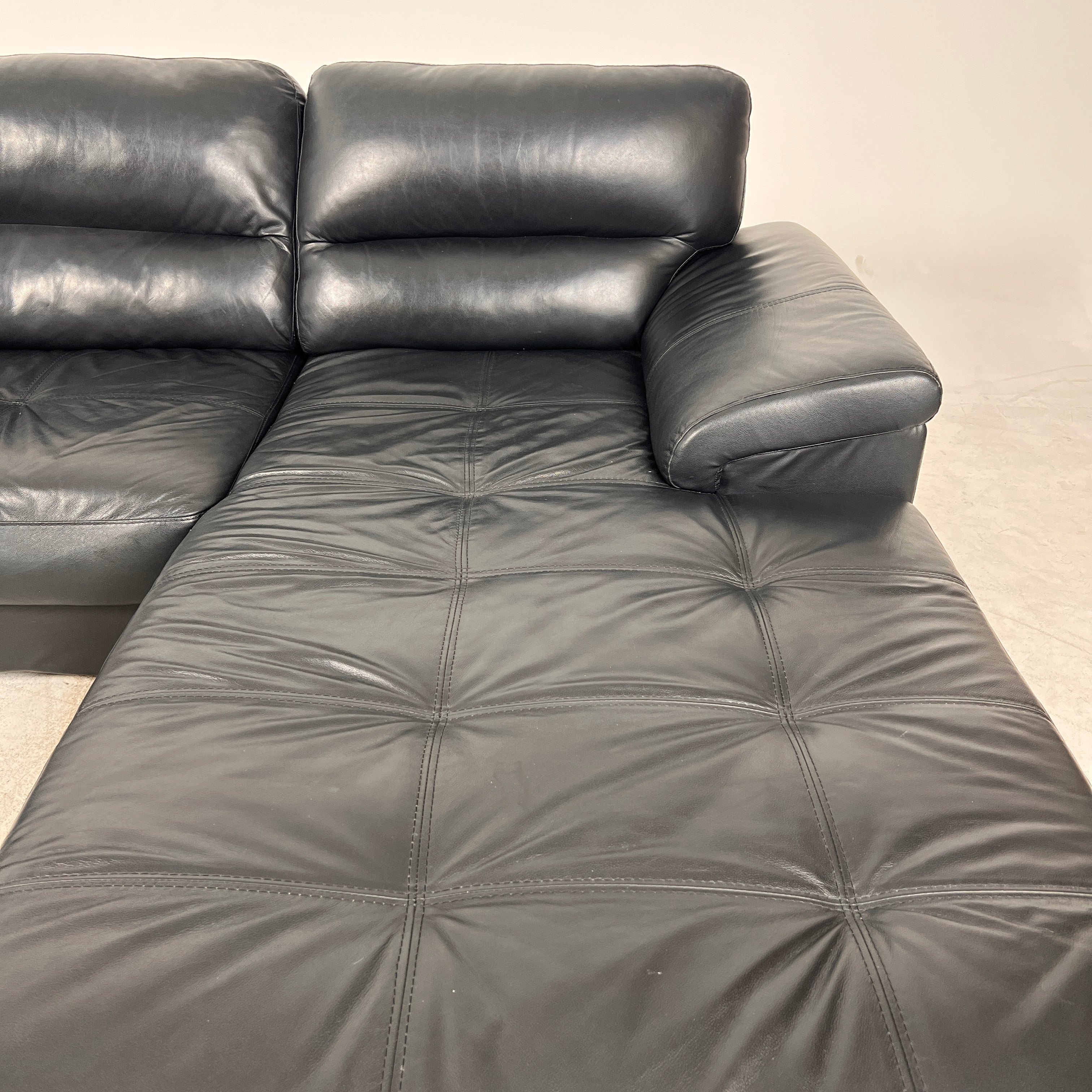 Black Leather Sectional. L shaped sofa couch. Delivery available