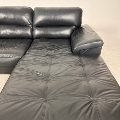 Black Leather Sectional. L shaped sofa couch. Delivery available