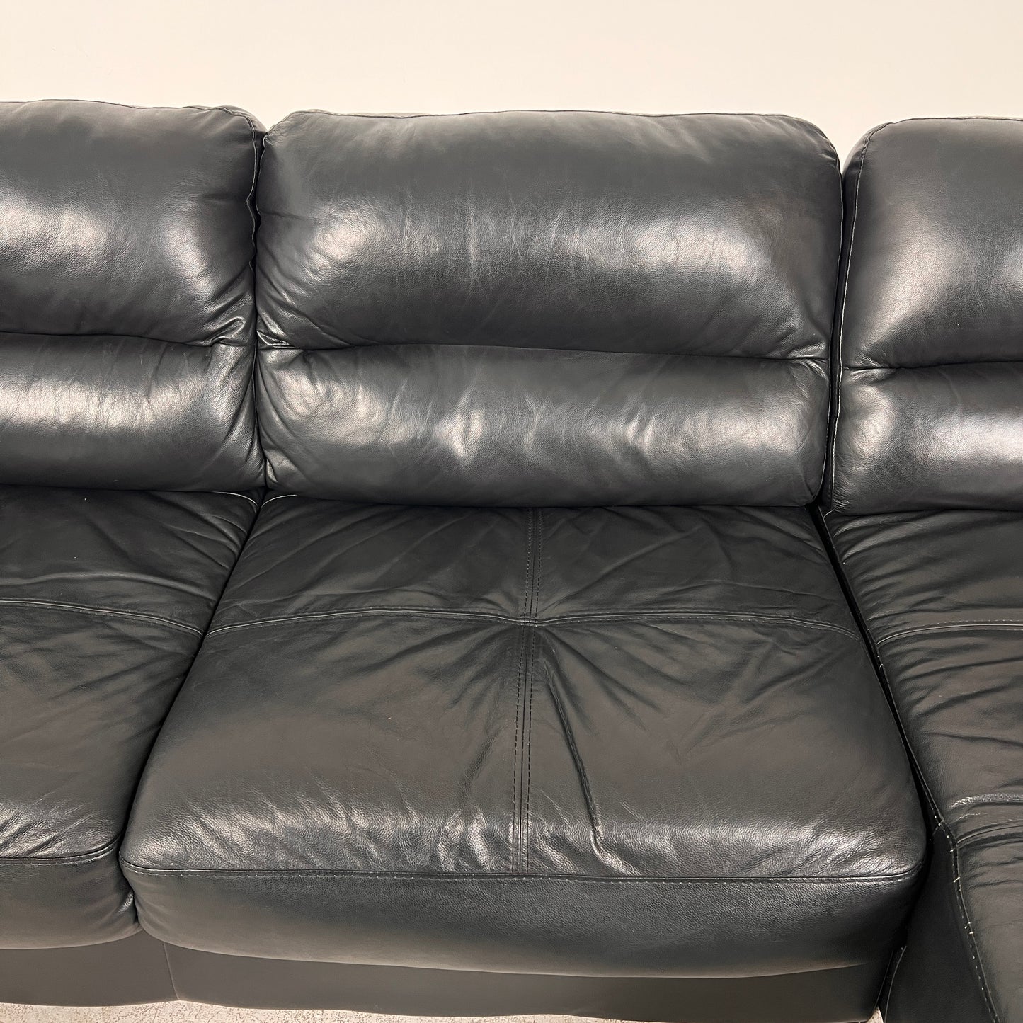 Black Leather Sectional. L shaped sofa couch. Delivery available