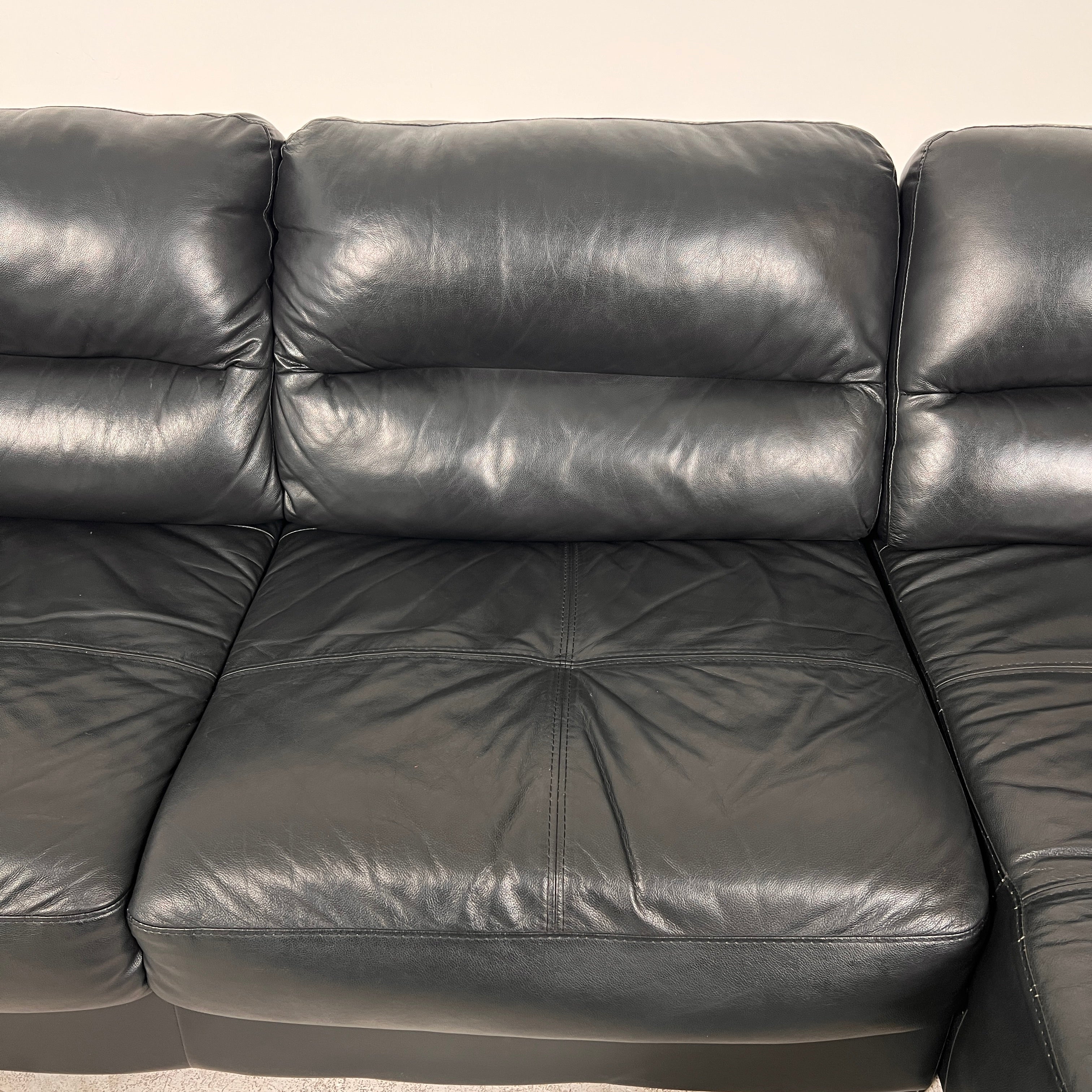 Black Leather Sectional. L shaped sofa couch. Delivery available