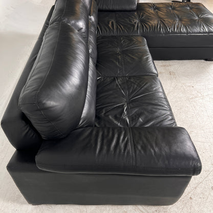 Black Leather Sectional. L shaped sofa couch. Delivery available