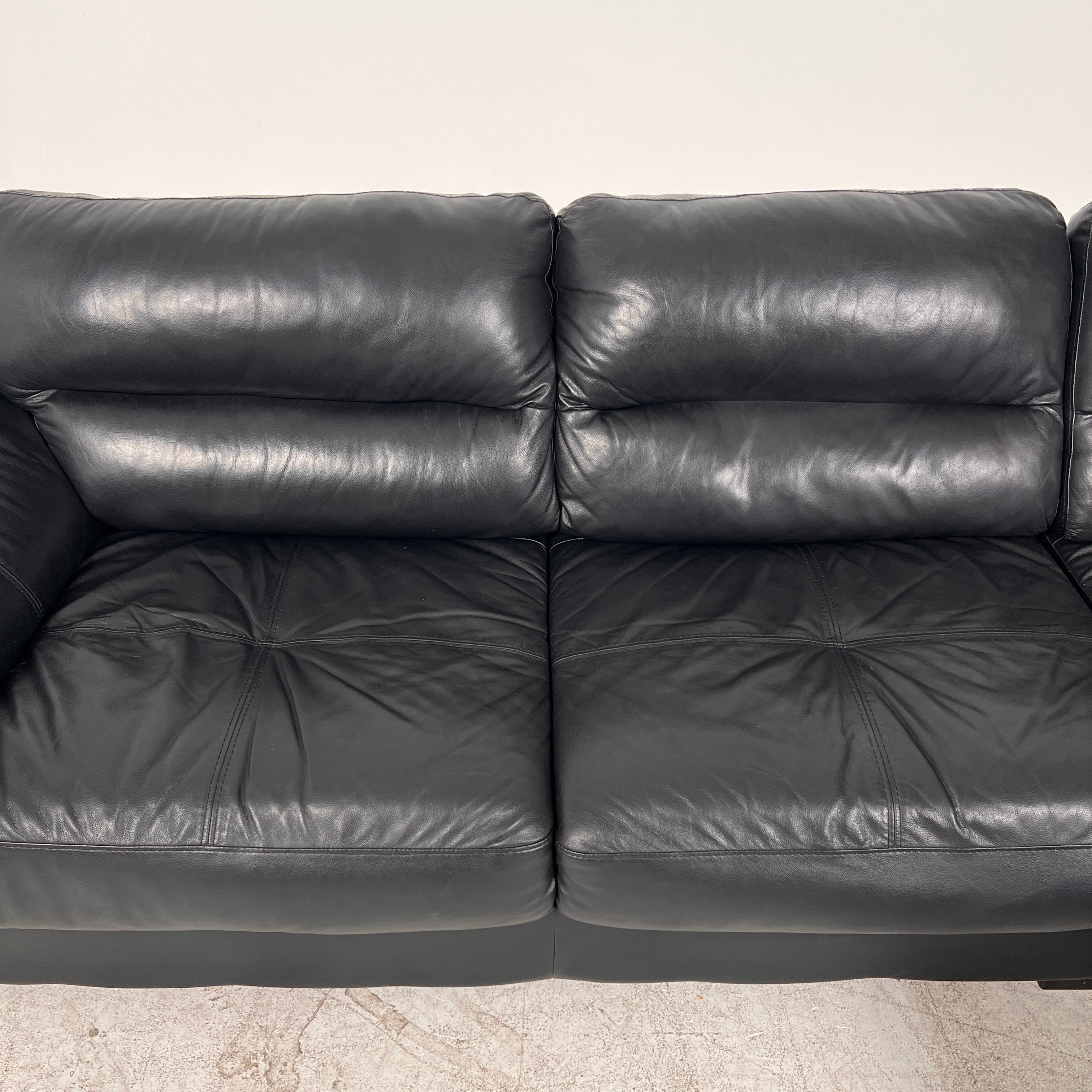 Black Leather Sectional. L shaped sofa couch. Delivery available