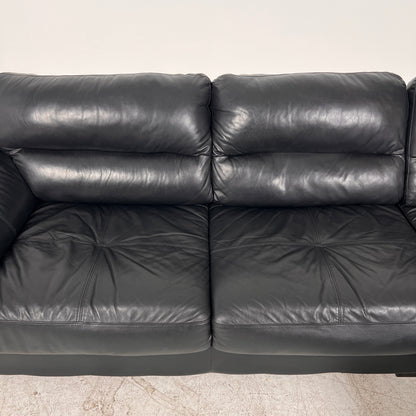 Black Leather Sectional. L shaped sofa couch. Delivery available