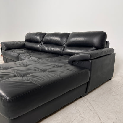 Black Leather Sectional. L shaped sofa couch. Delivery available