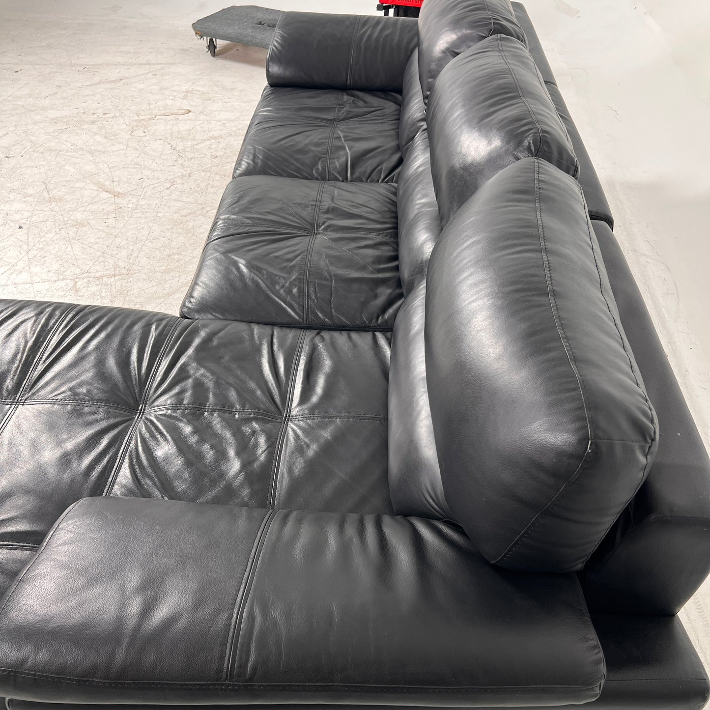 Black Leather Sectional. L shaped sofa couch. Delivery available