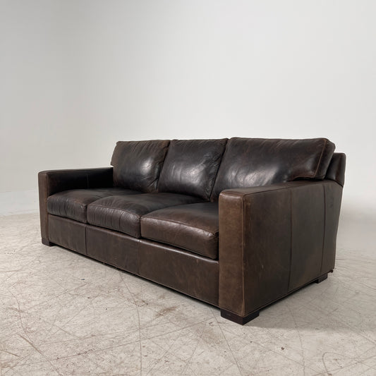 Crate & Barrel Axis Distressed leather Sofa. 3 seater couch. Delivery available