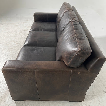 Crate & Barrel Axis Distressed leather Sofa. 3 seater couch. Delivery available