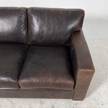 Crate & Barrel Axis Distressed leather Sofa. 3 seater couch. Delivery available