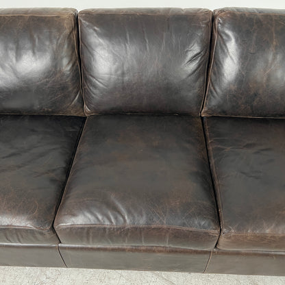 Crate & Barrel Axis Distressed leather Sofa. 3 seater couch. Delivery available
