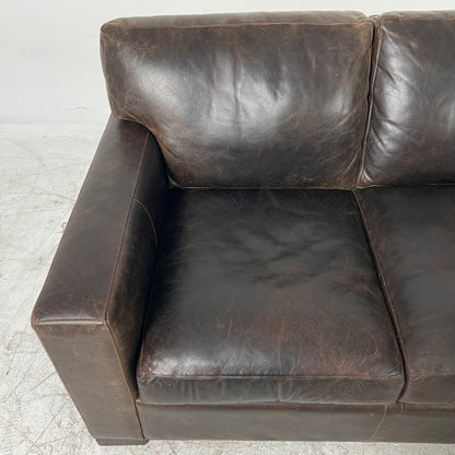 Crate & Barrel Axis Distressed leather Sofa. 3 seater couch. Delivery available