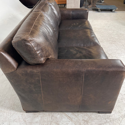 Crate & Barrel Axis Distressed leather Sofa. 3 seater couch. Delivery available