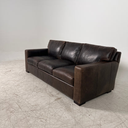 Crate & Barrel Axis Distressed leather Sofa. 3 seater couch. Delivery available