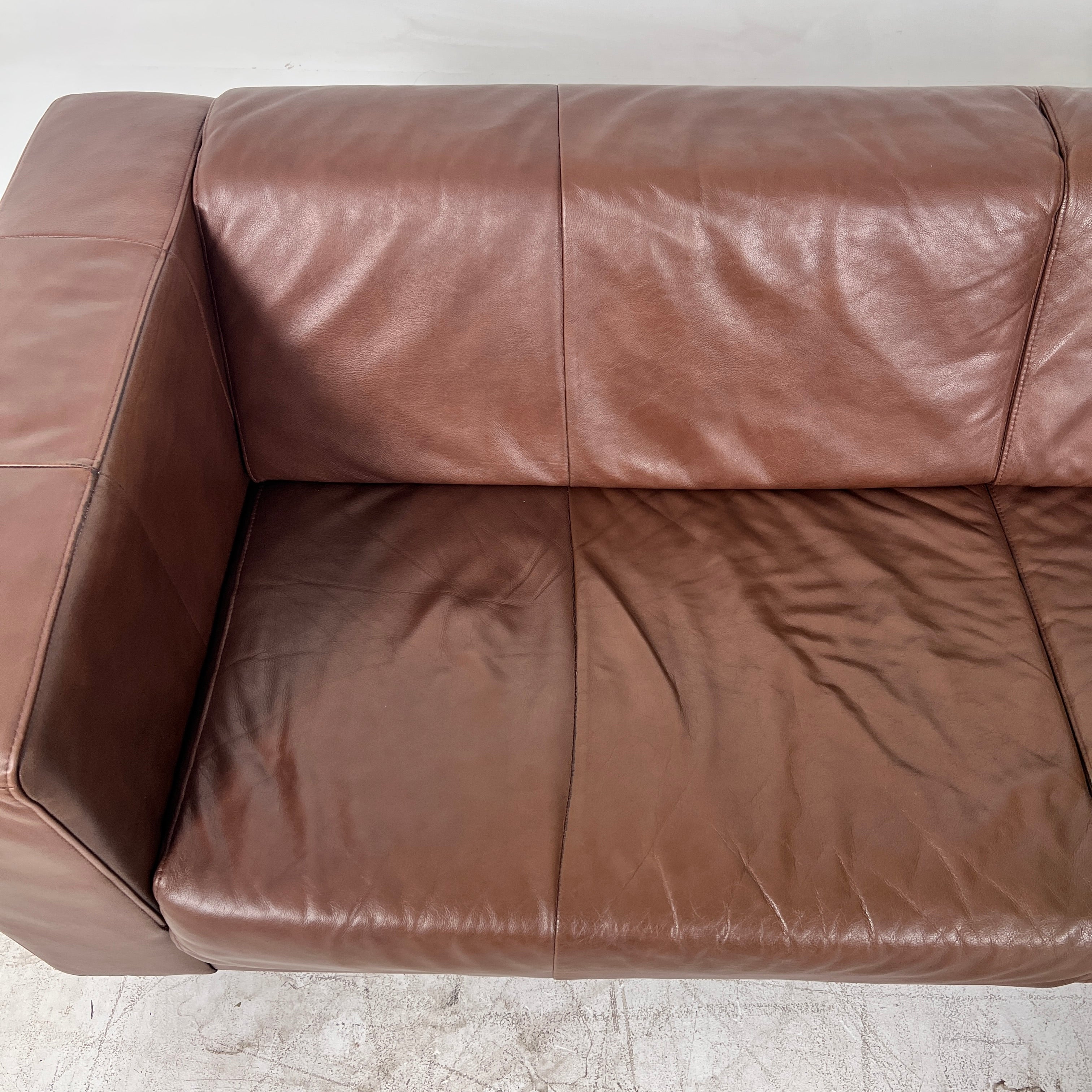 EQ3 leather Sofa couch. Top grain leather loveseat. Delivery available