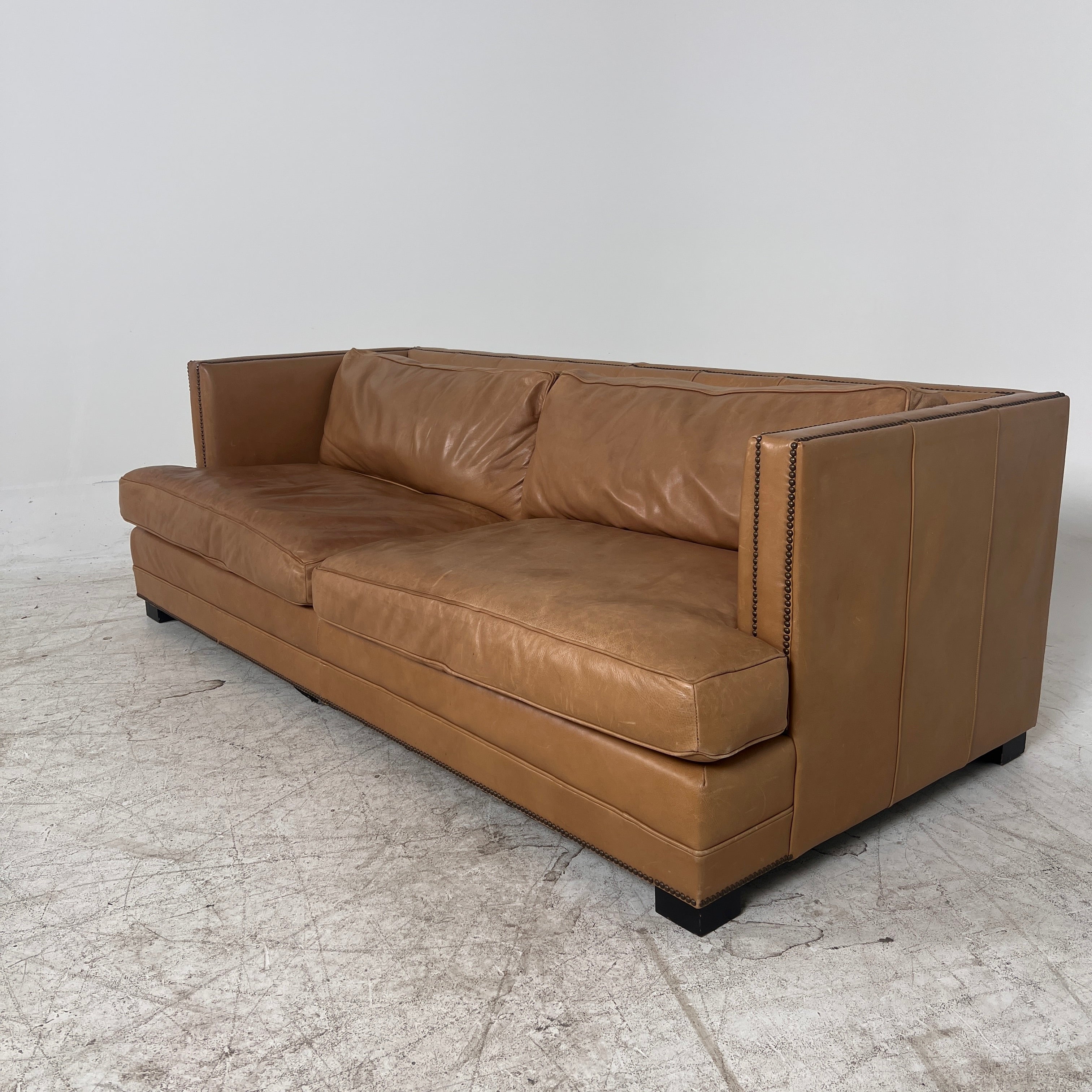 Restoration Hardware Easton leather sofa. Rh down filled couch. Delivery available