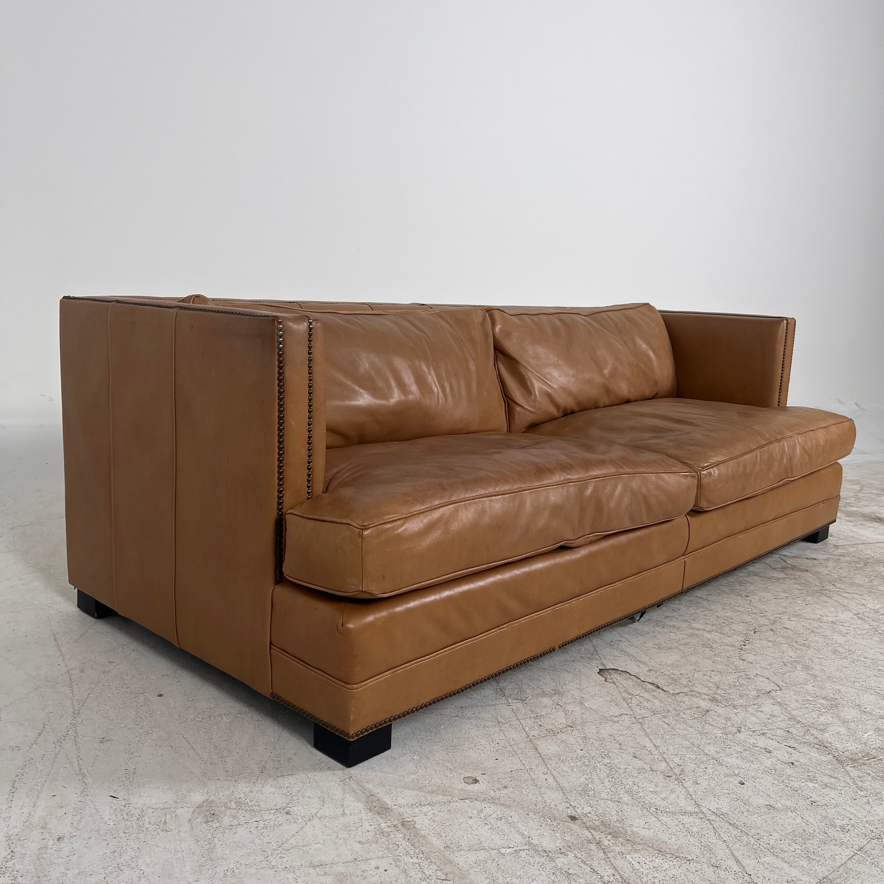 Restoration Hardware Easton leather sofa. Rh down filled couch. Delivery available