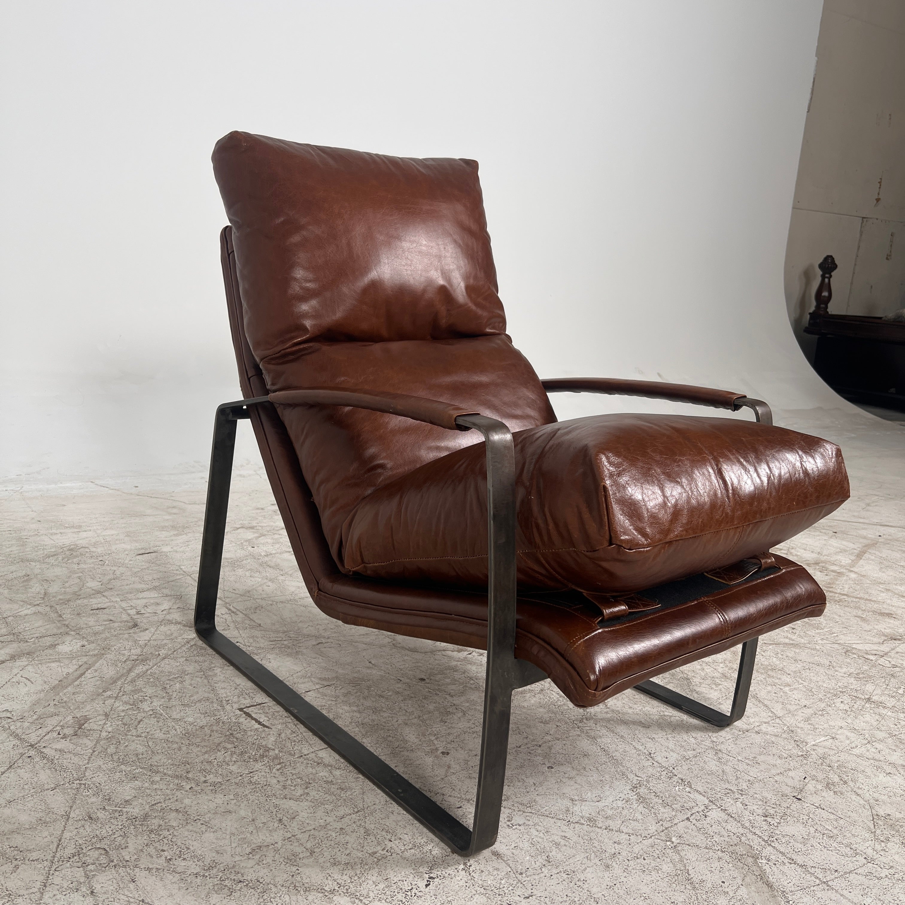 Genuine Leather chair. Mid century Armchair. delivery available