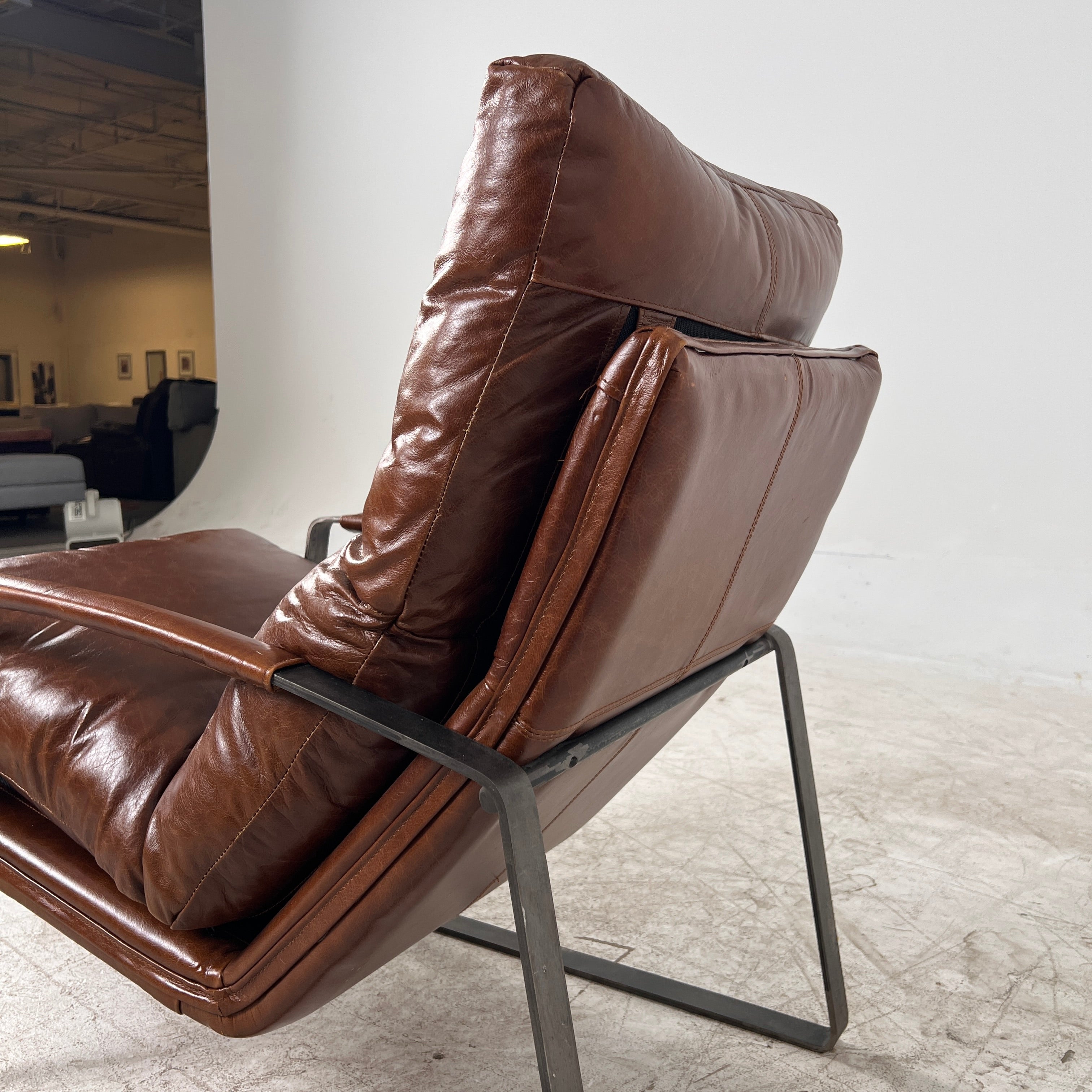 Genuine Leather chair. Mid century Armchair. delivery available