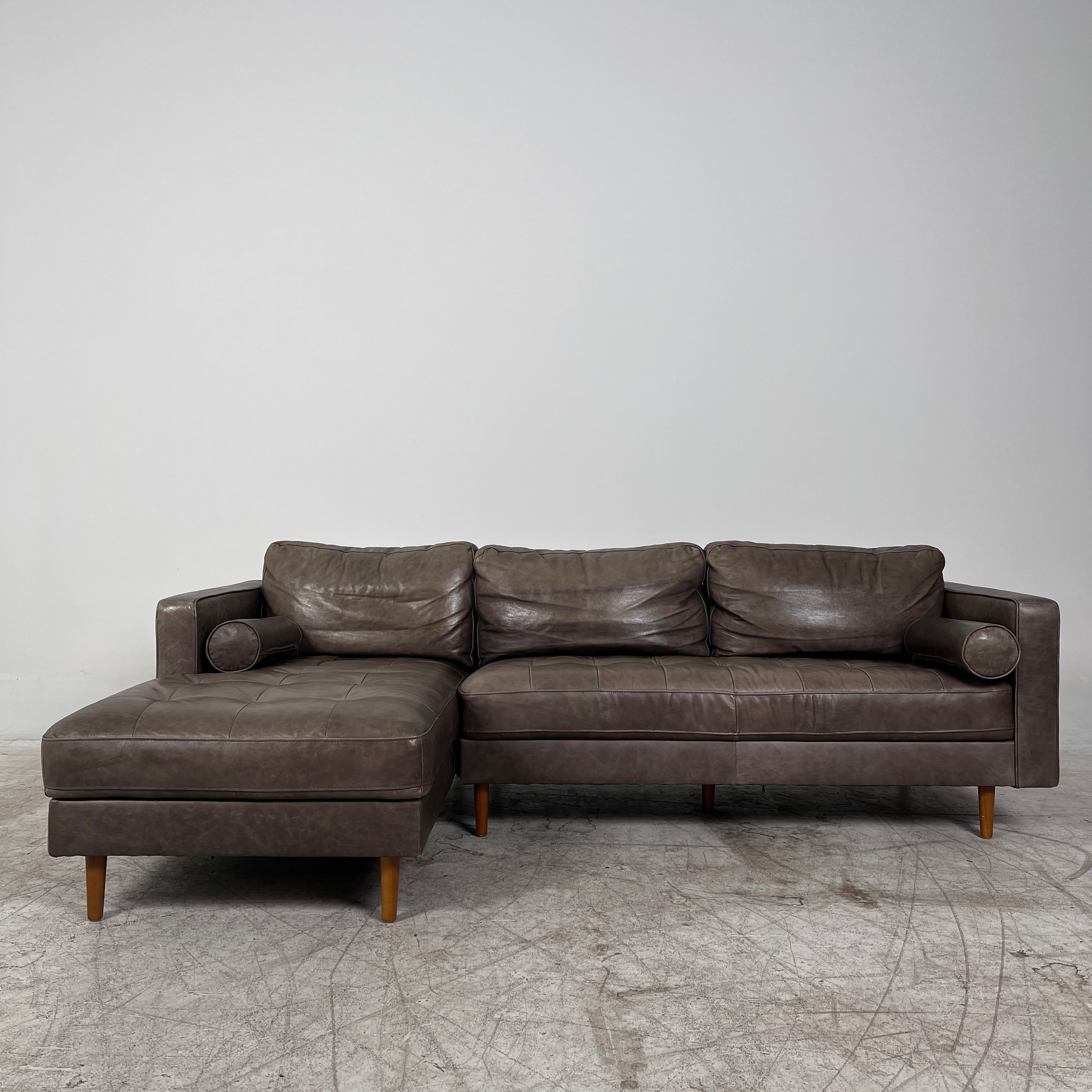 Structube Kinsey leather Sectional. L shaped sofa couch. Delivery available