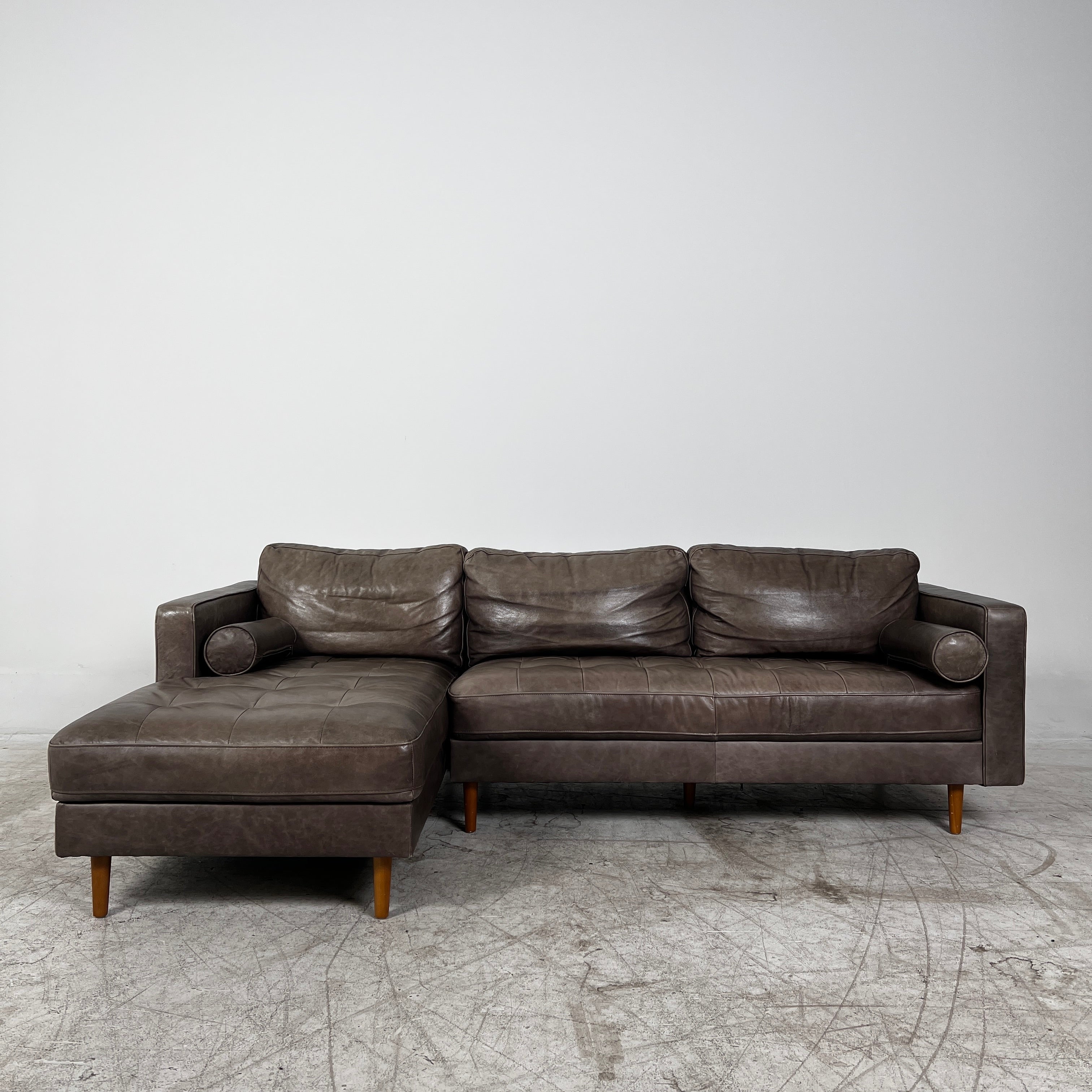 Structube Kinsey leather Sectional. L shaped sofa couch. Delivery available