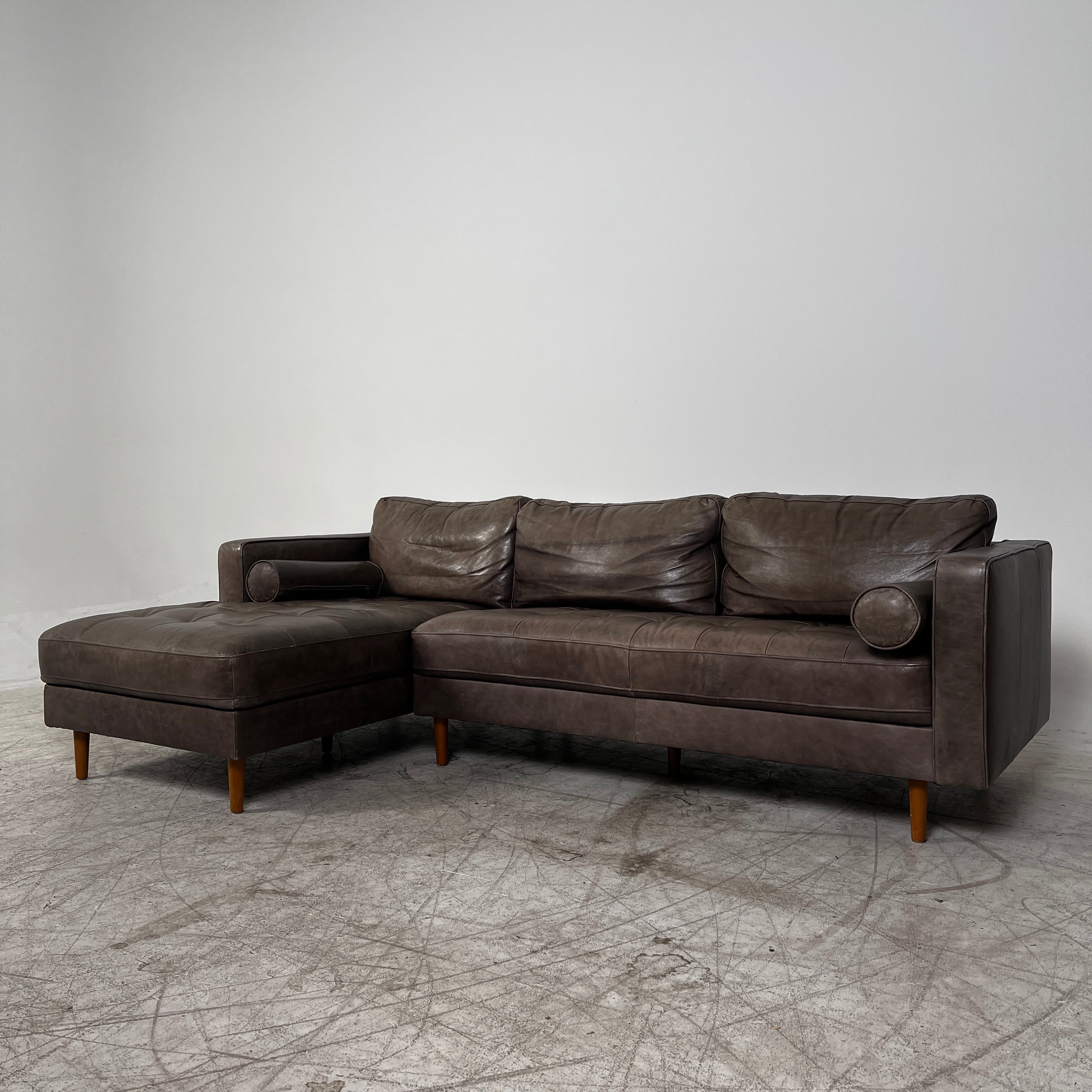 Structube Kinsey leather Sectional. L shaped sofa couch. Delivery available