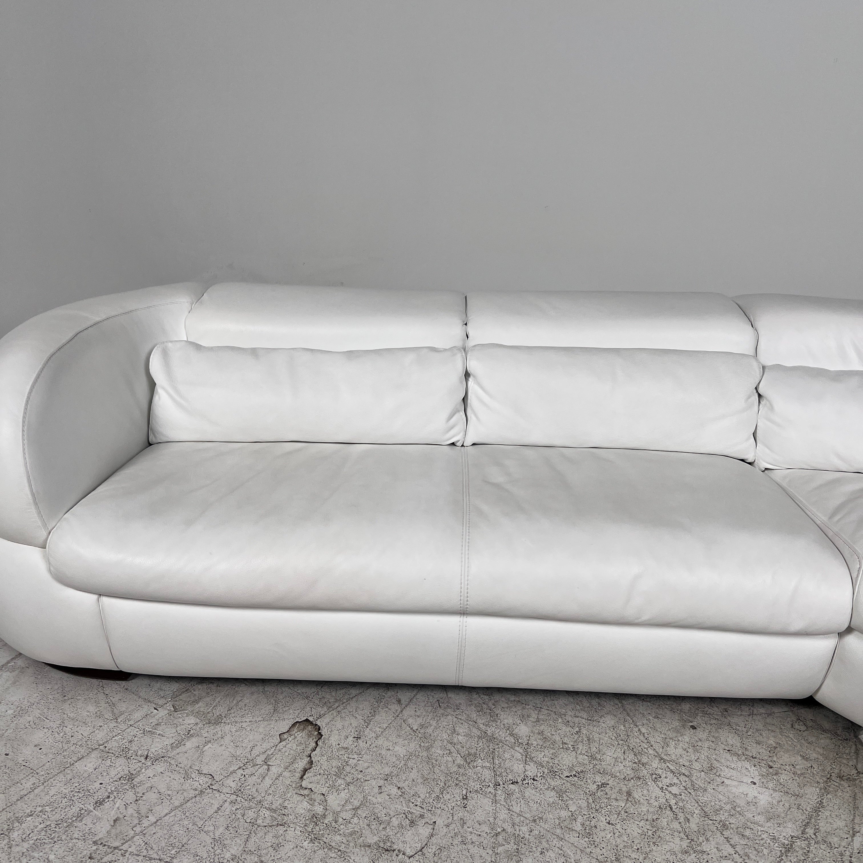 Kelvin Giormani Leather Sectional. White L shaped sofa couch. Delivery available