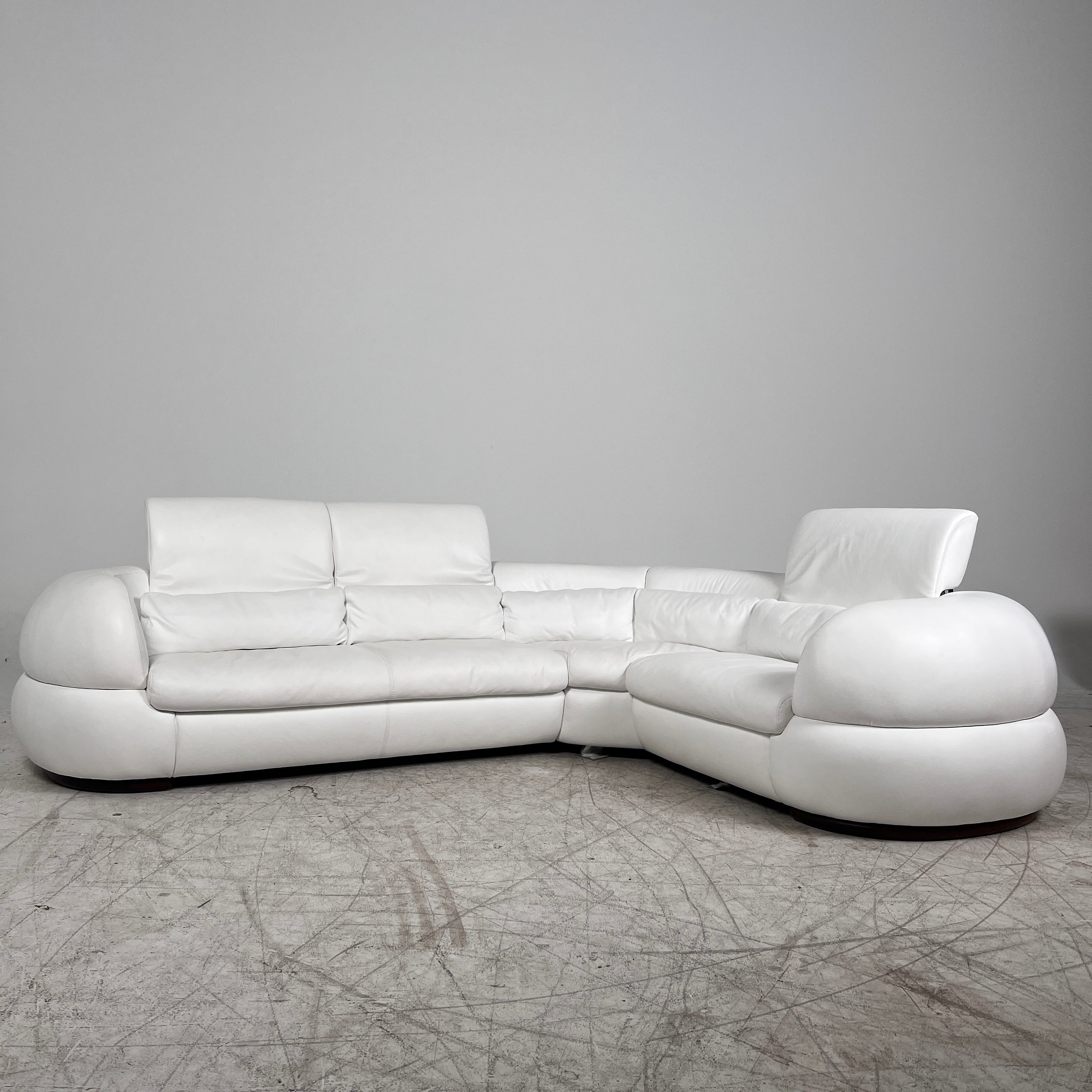 Kelvin Giormani Leather Sectional. White L shaped sofa couch. Delivery available