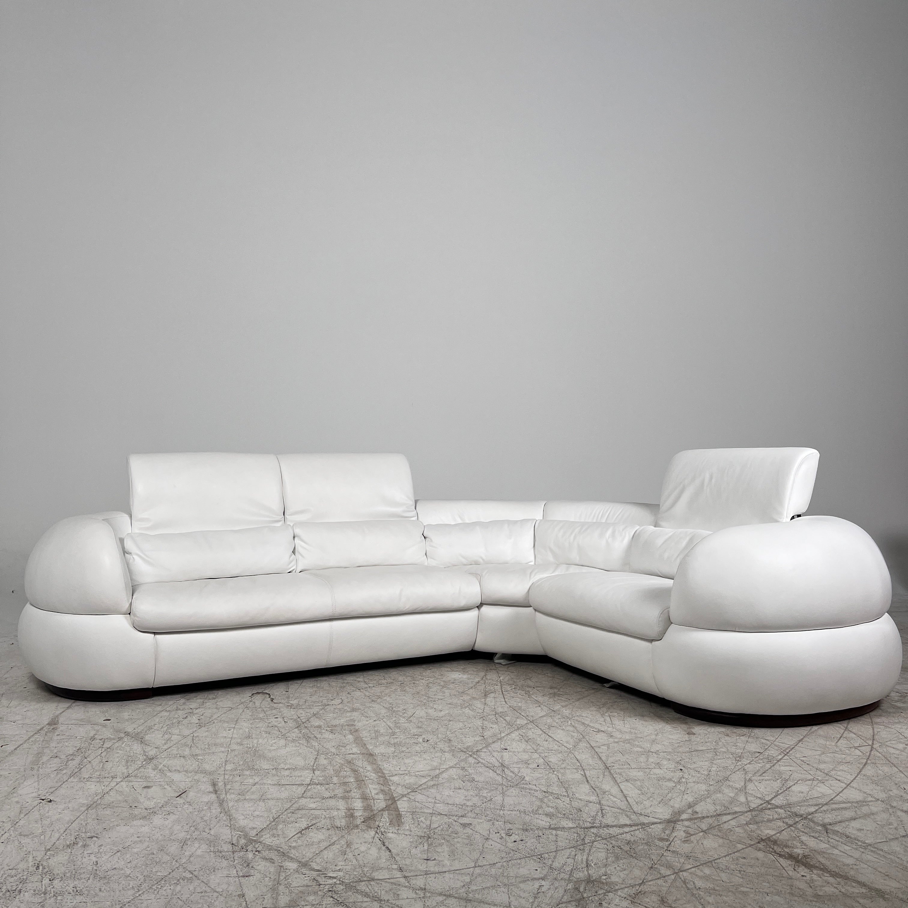 Kelvin Giormani Leather Sectional. White L shaped sofa couch. Delivery available