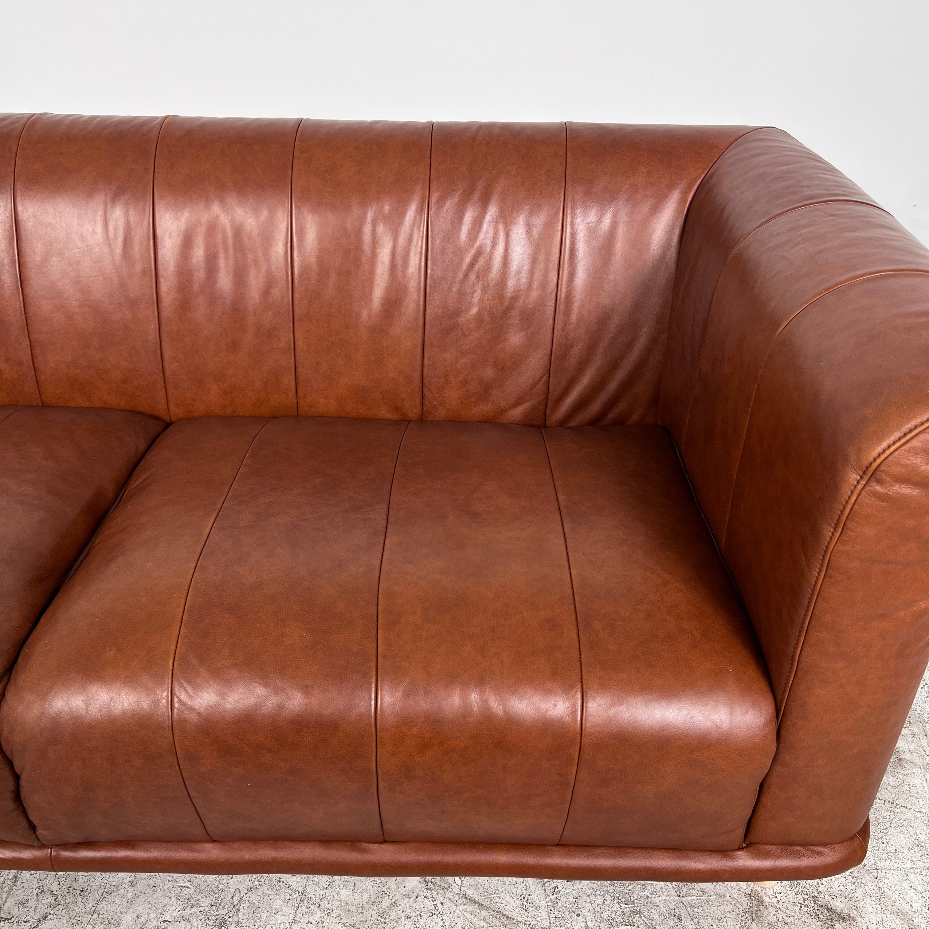 Ikea ViskaFors leather sofa. Cognac sofa couch. Delivery available