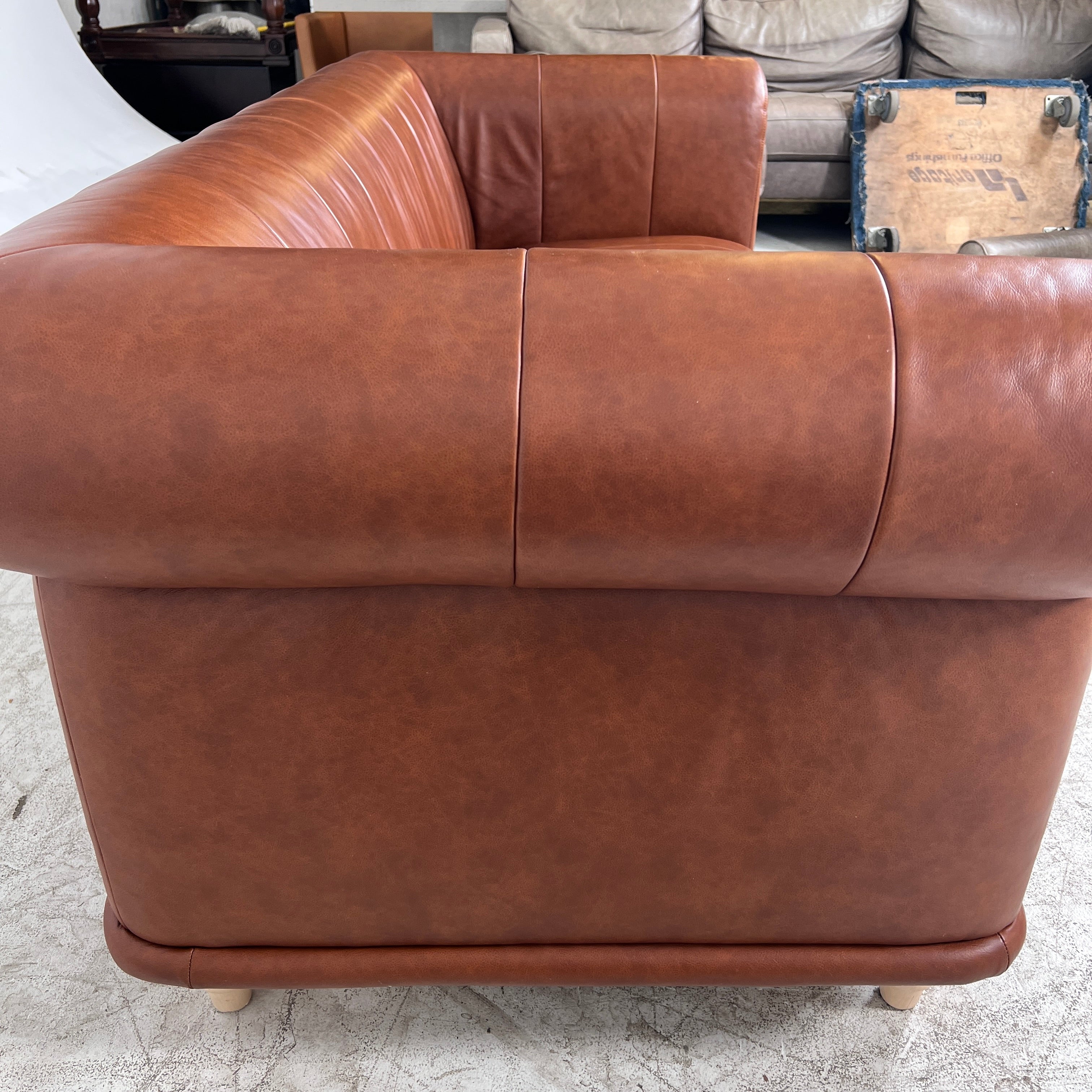 Ikea ViskaFors leather sofa. Cognac sofa couch. Delivery available