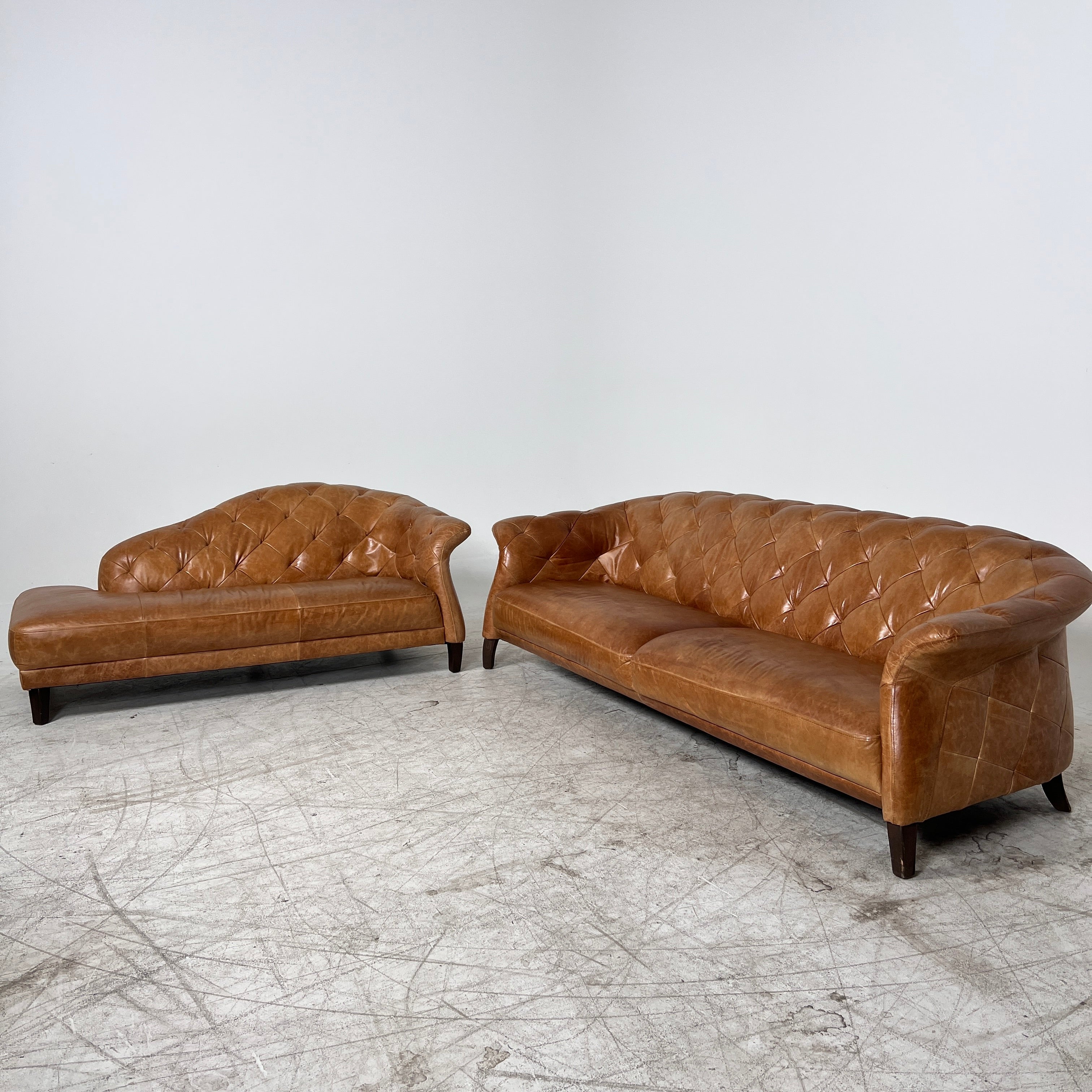 Sofa + Chaise sofa set. MCM leather 3 seater couch + Lounge. Delivery available