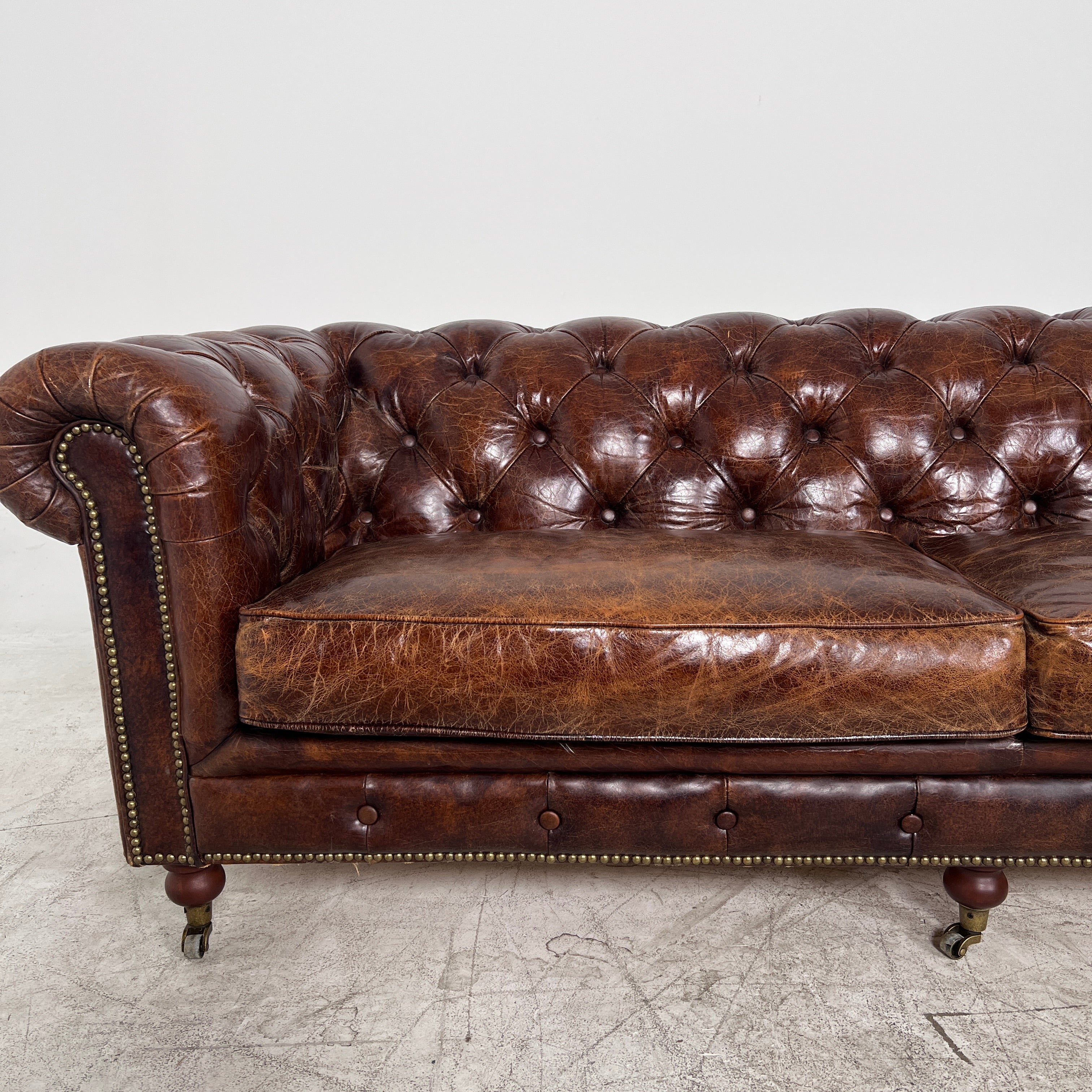 Moe's Chesterfield leather Sofa. Distressed leather Sofa couch. Delivery available