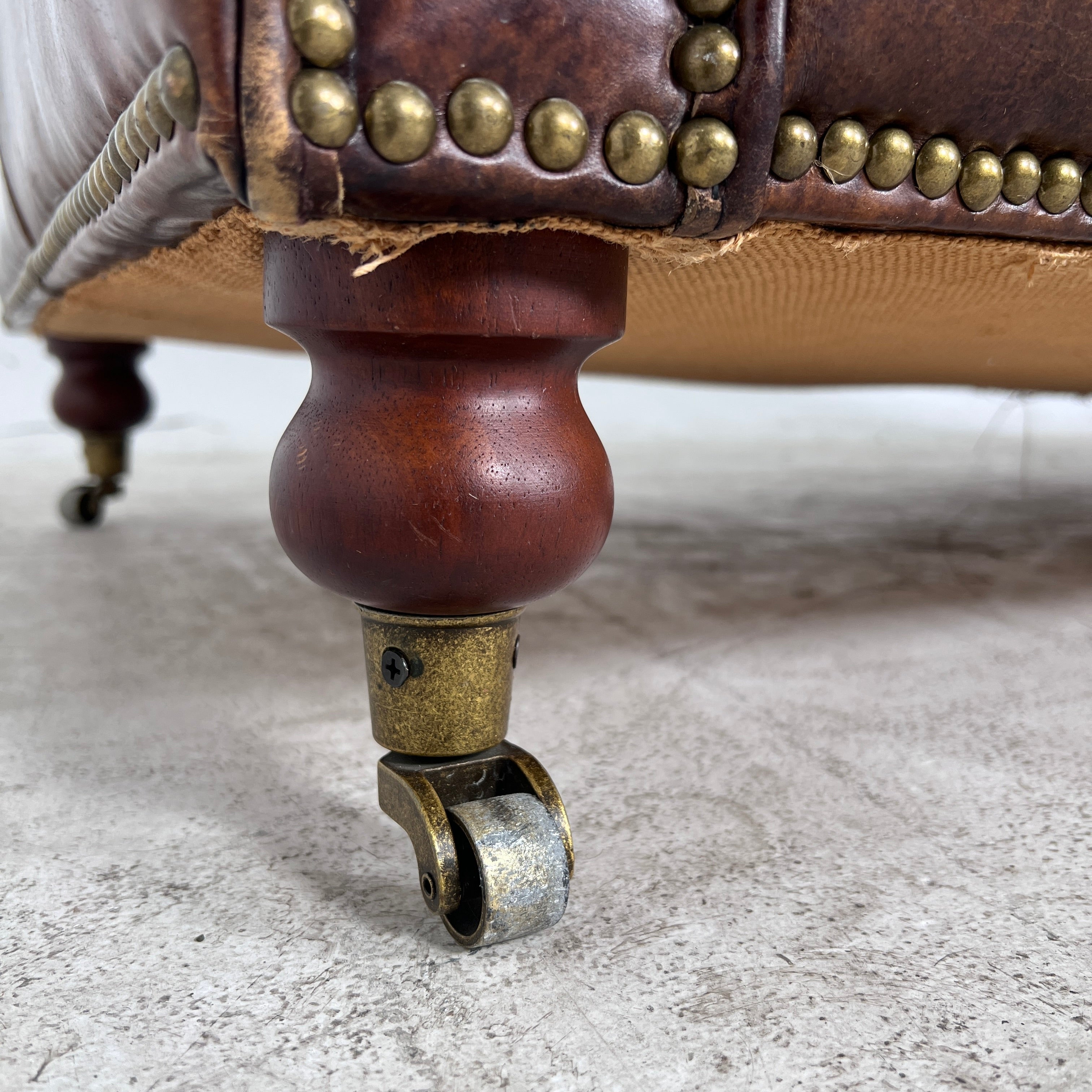Moe's Chesterfield leather Sofa. Distressed leather Sofa couch. Delivery available