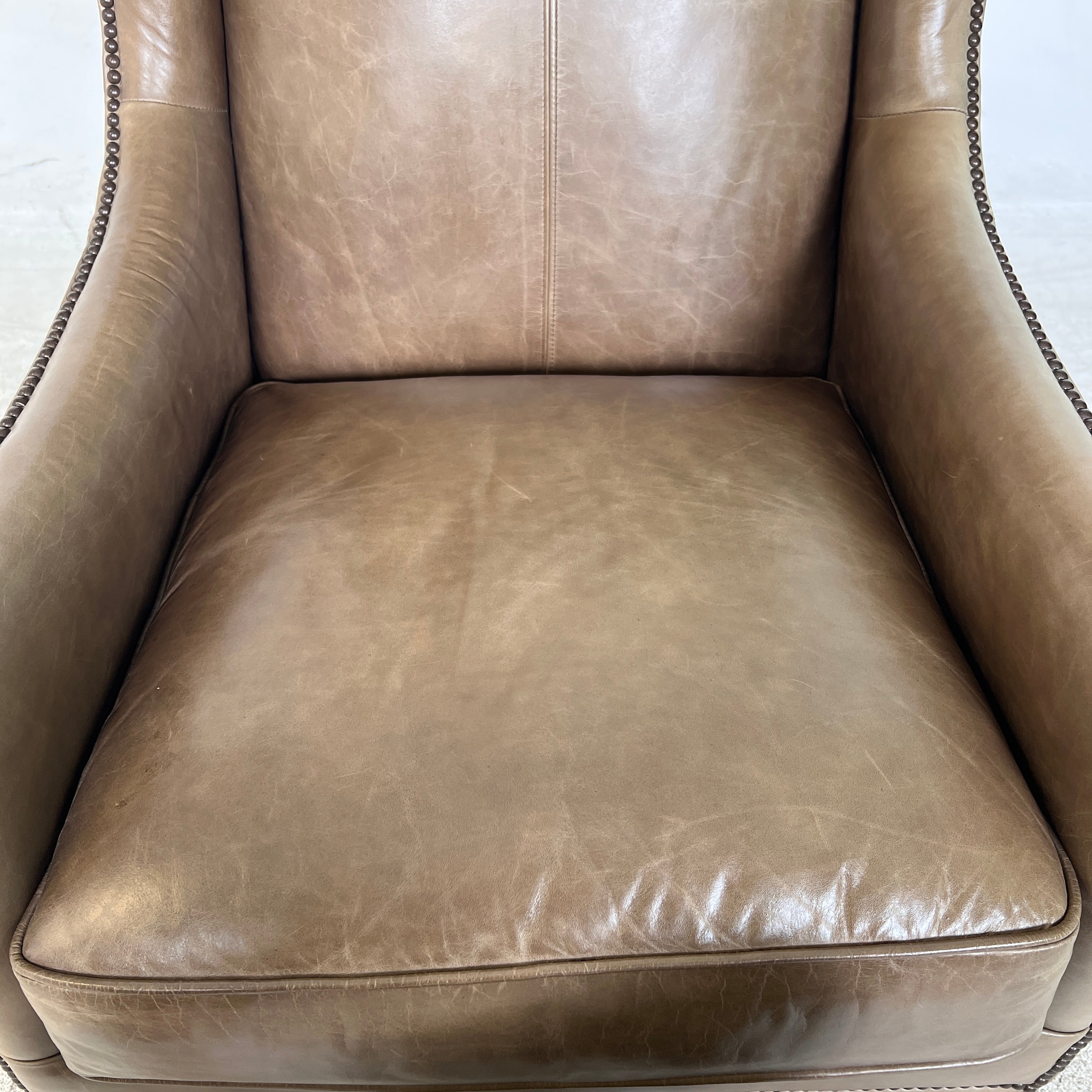 Bernhardt Wingback leather Chair. Mid century modern nailhead armchair. delivery available