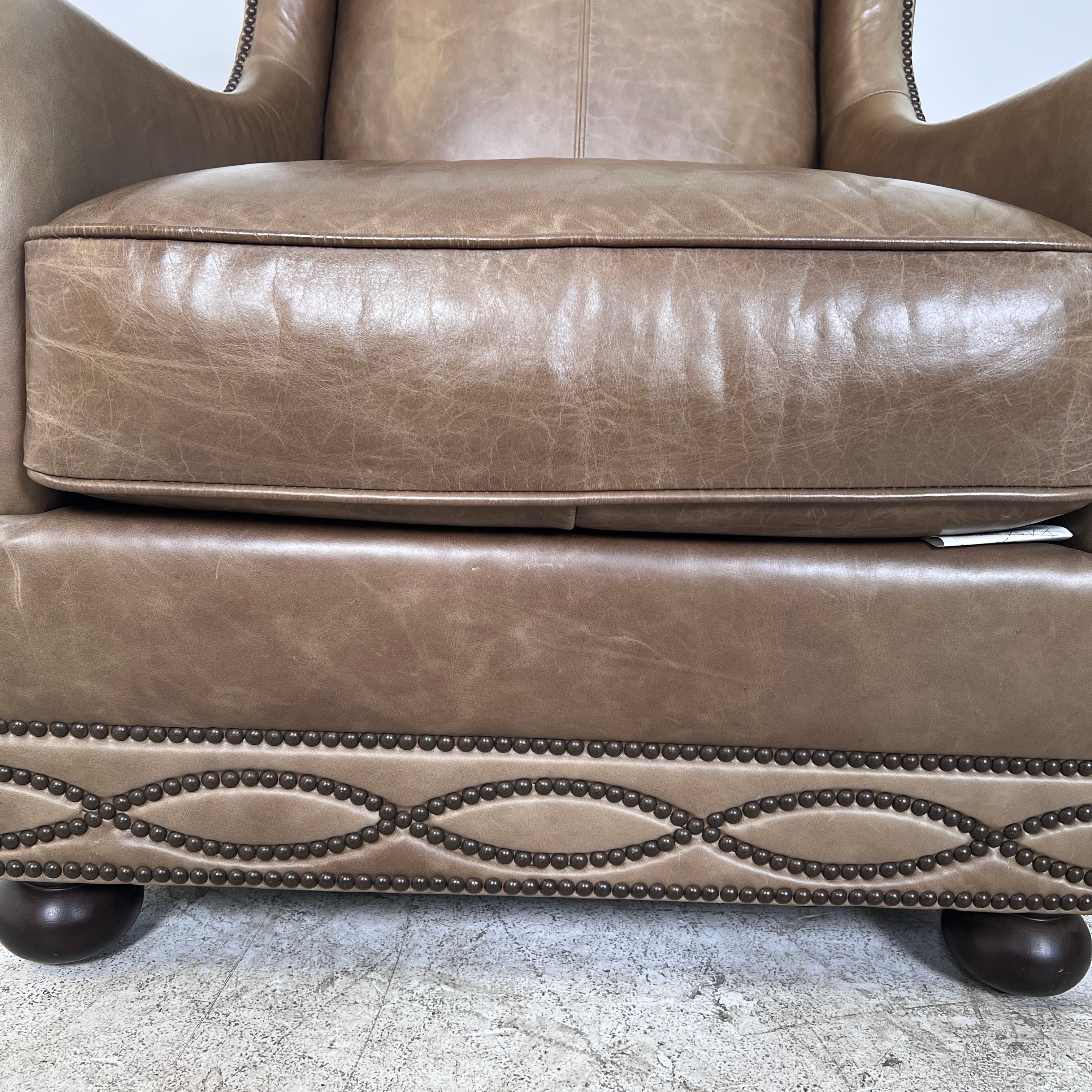 Bernhardt Wingback leather Chair. Mid century modern nailhead armchair. delivery available