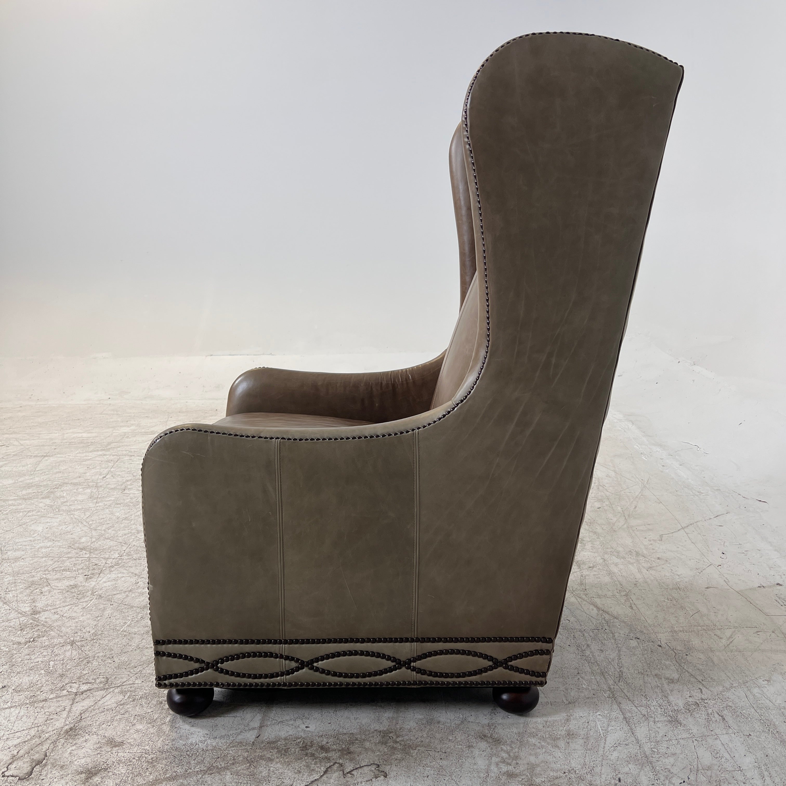 Bernhardt Wingback leather Chair. Mid century modern nailhead armchair. delivery available