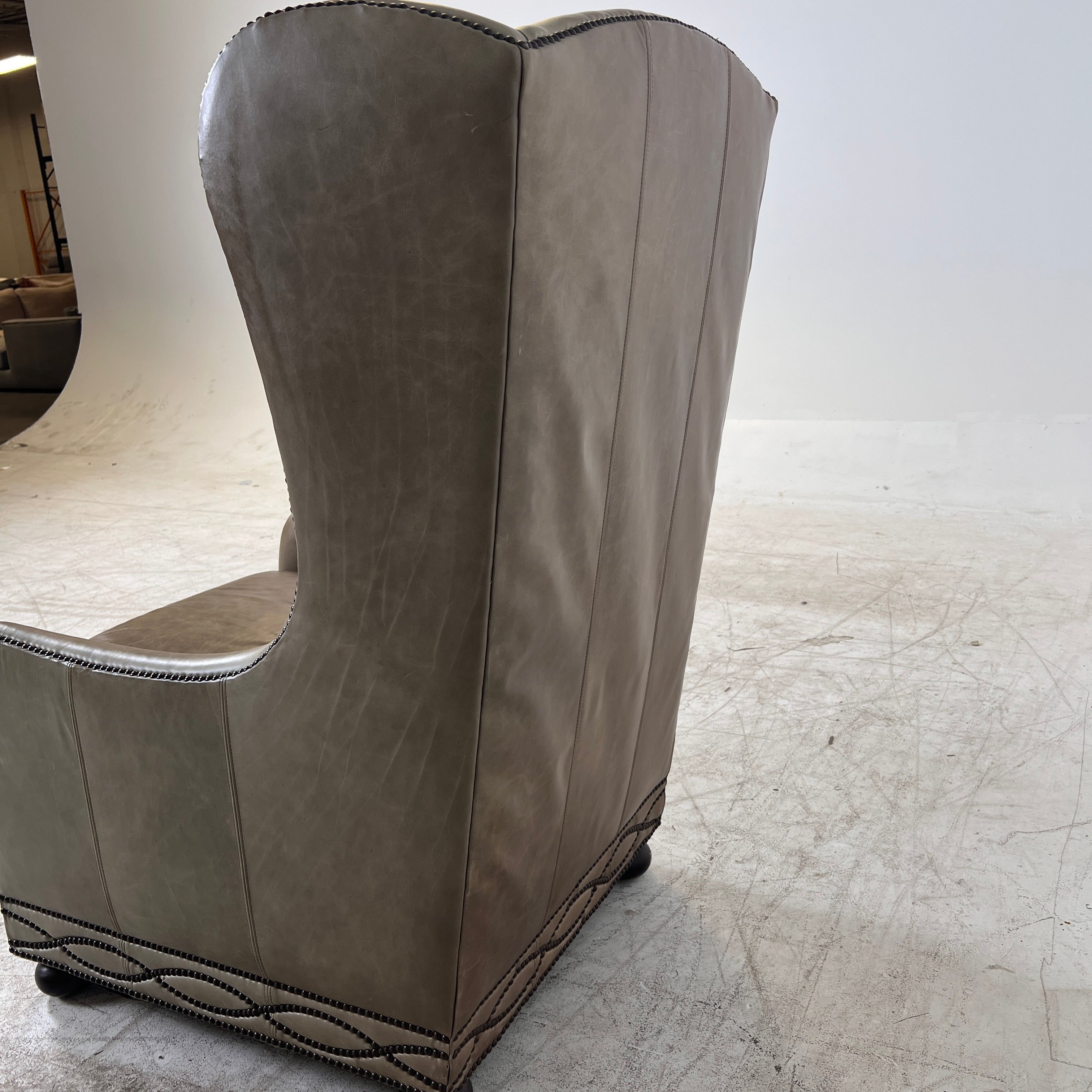 Bernhardt Wingback leather Chair. Mid century modern nailhead armchair. delivery available