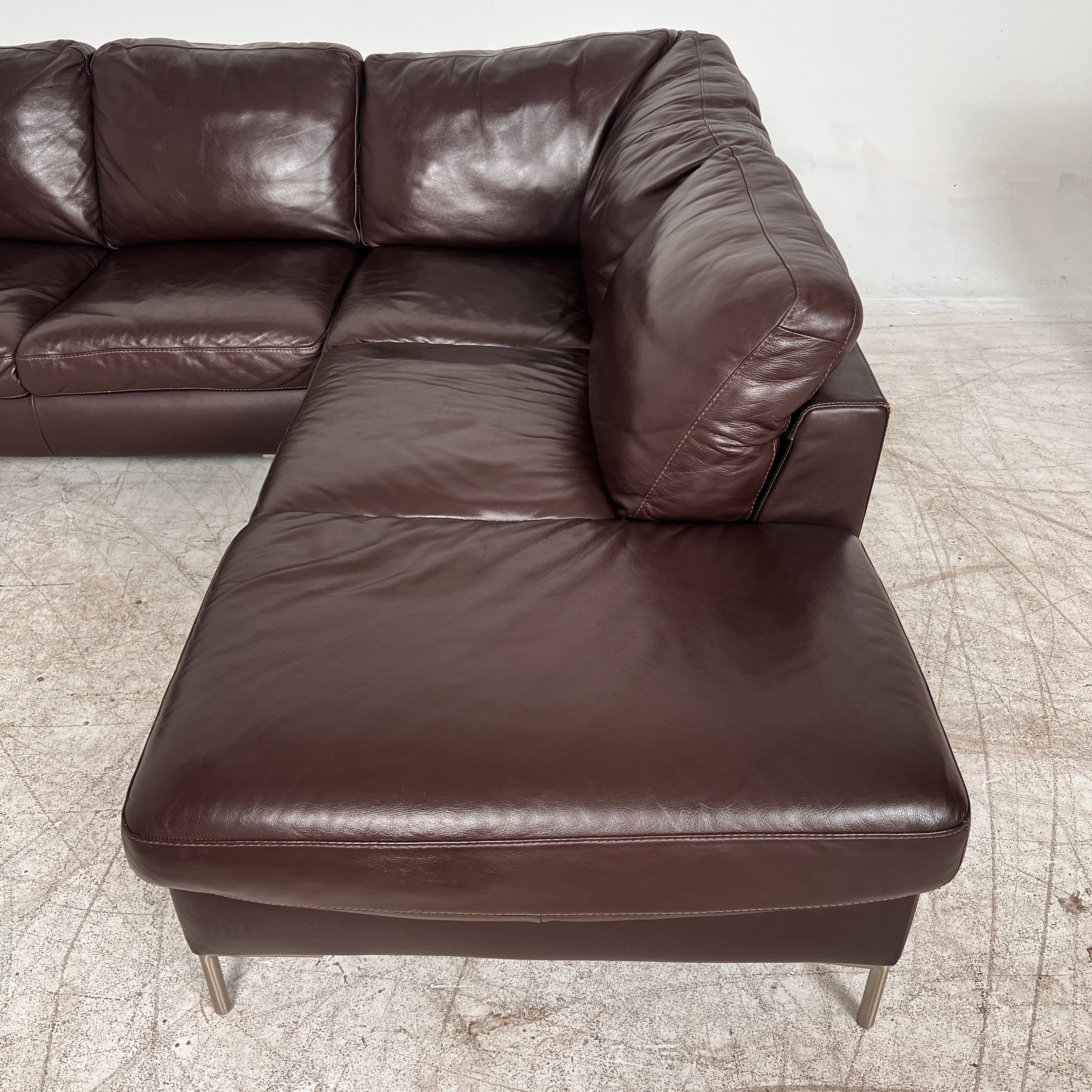 ItalSofa leather Sectional. Brown L shaped sofa couch. Delivery available