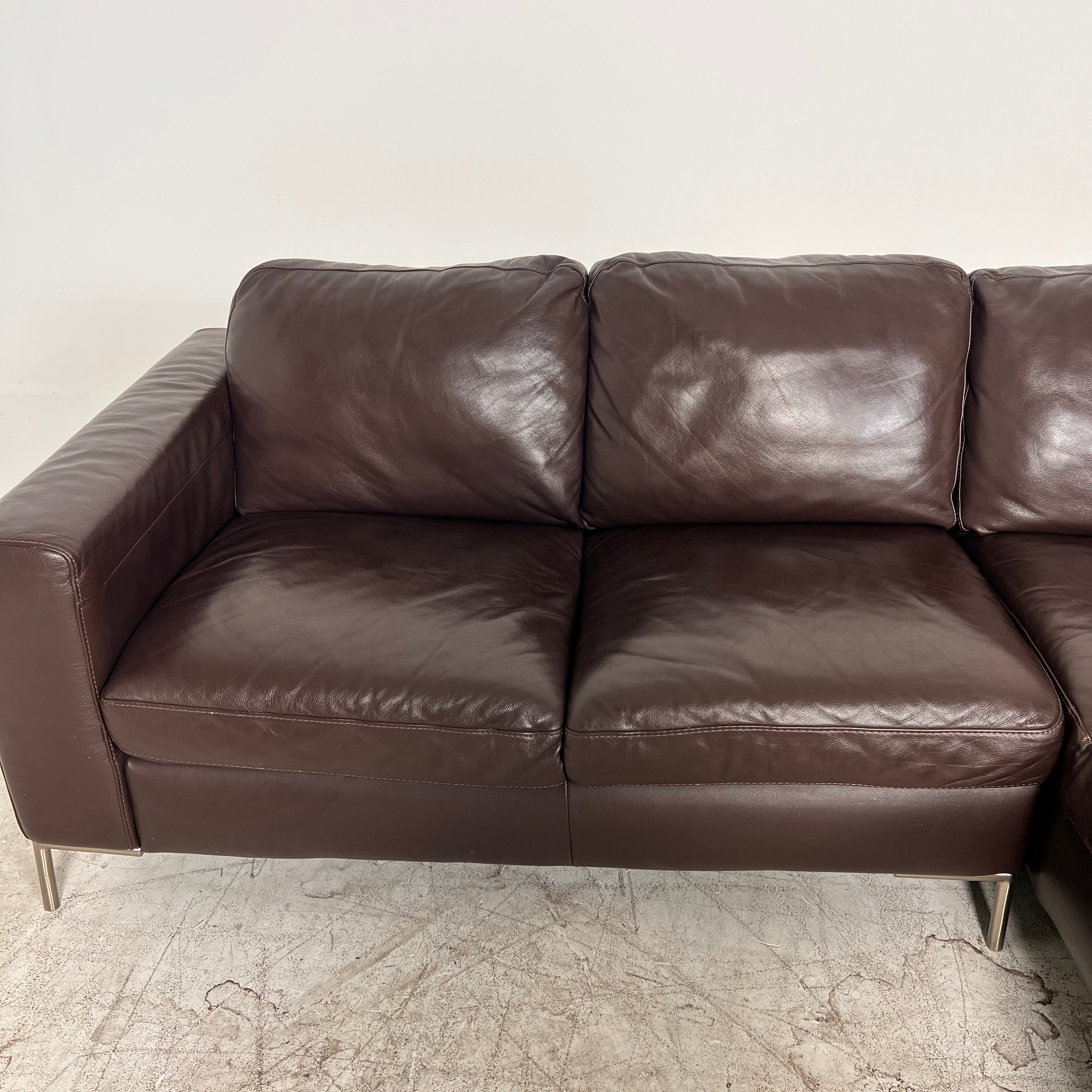 ItalSofa leather Sectional. Brown L shaped sofa couch. Delivery available